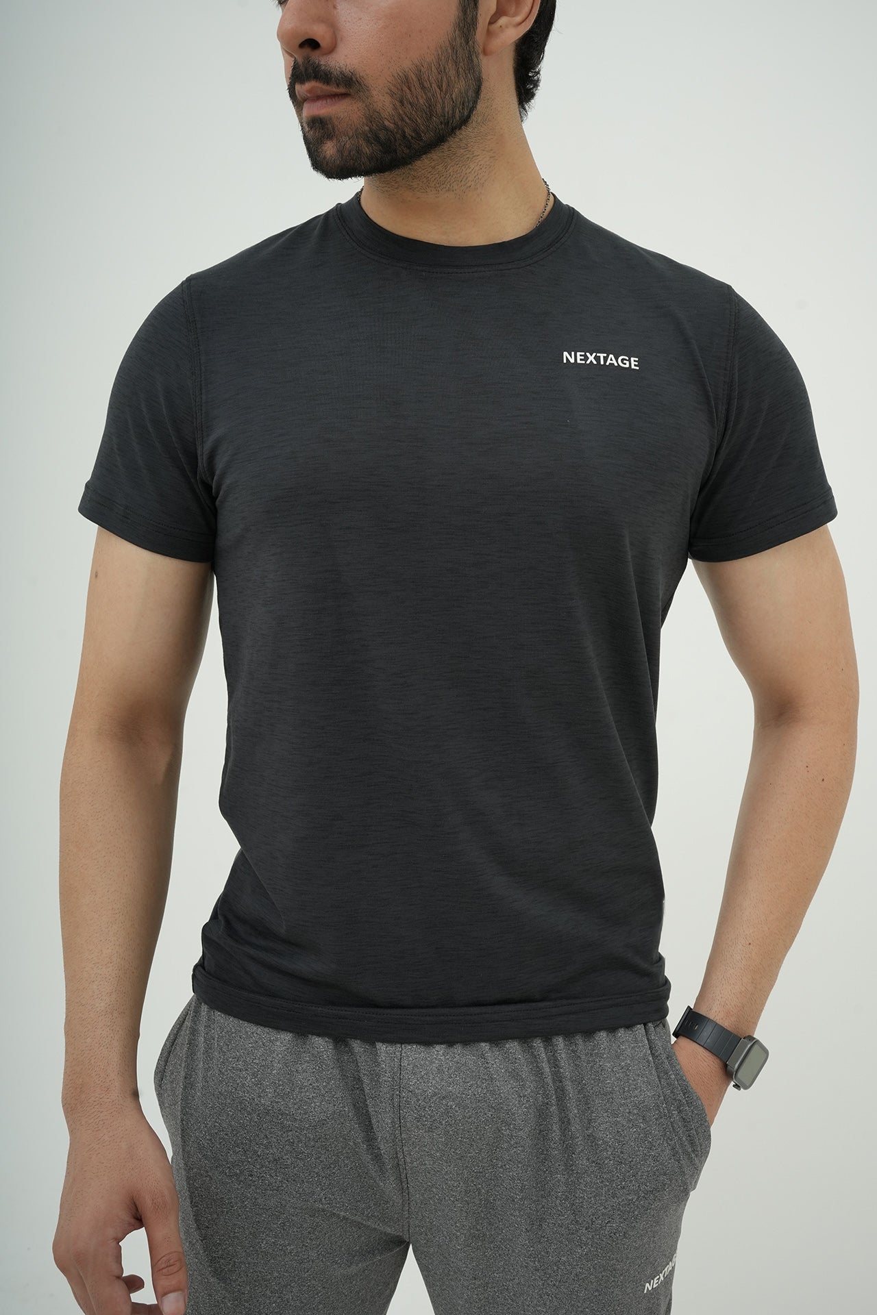 Grey Contrast Premium Stretched Melange Tracksuit