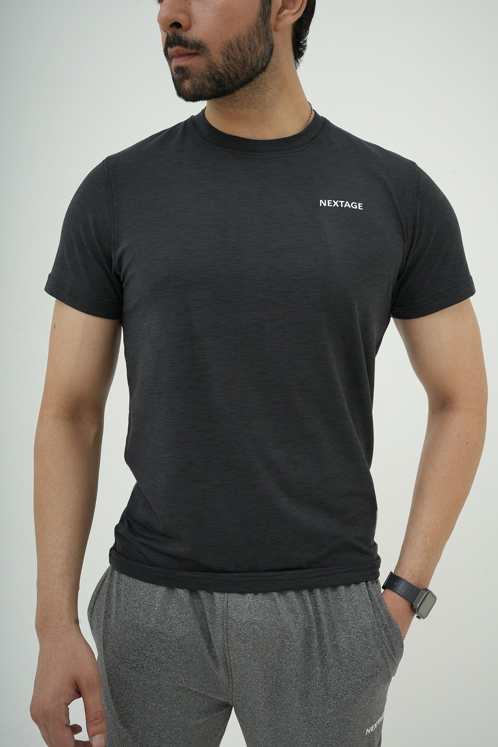 Grey Contrast Premium Stretched Melange Shirt