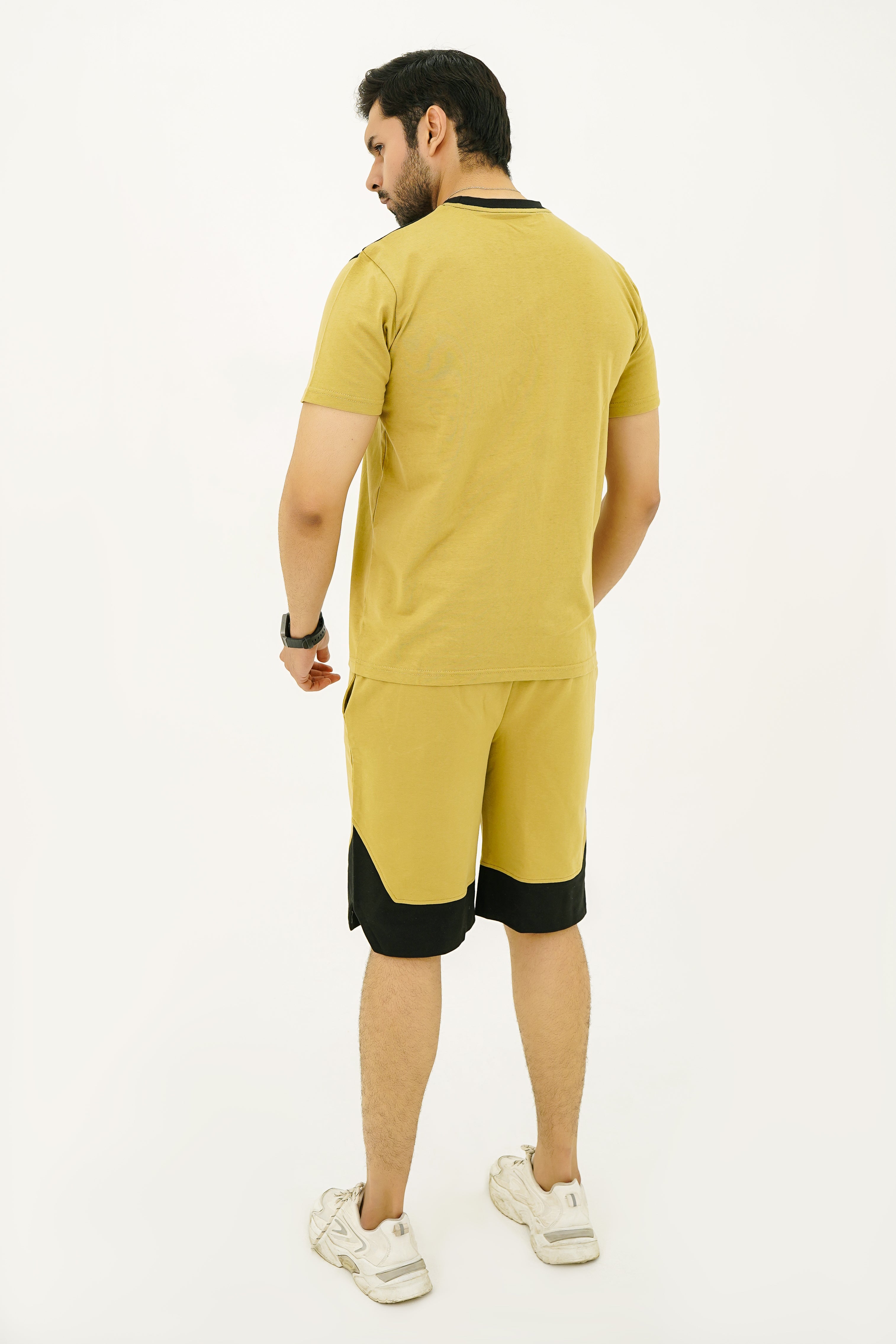 Khaki Black Panel Short Set