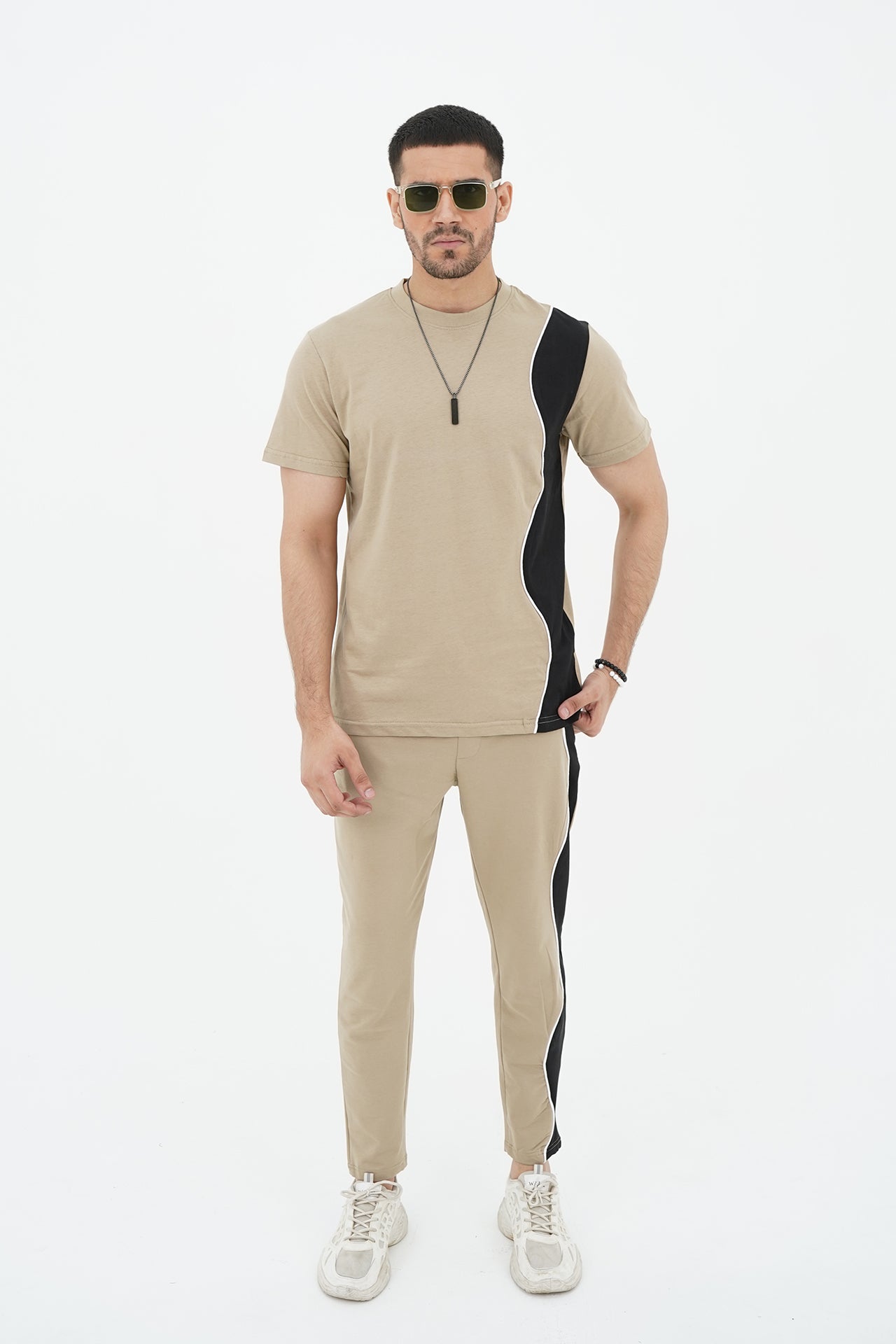 Sand Wavy Contrast Tracksuit