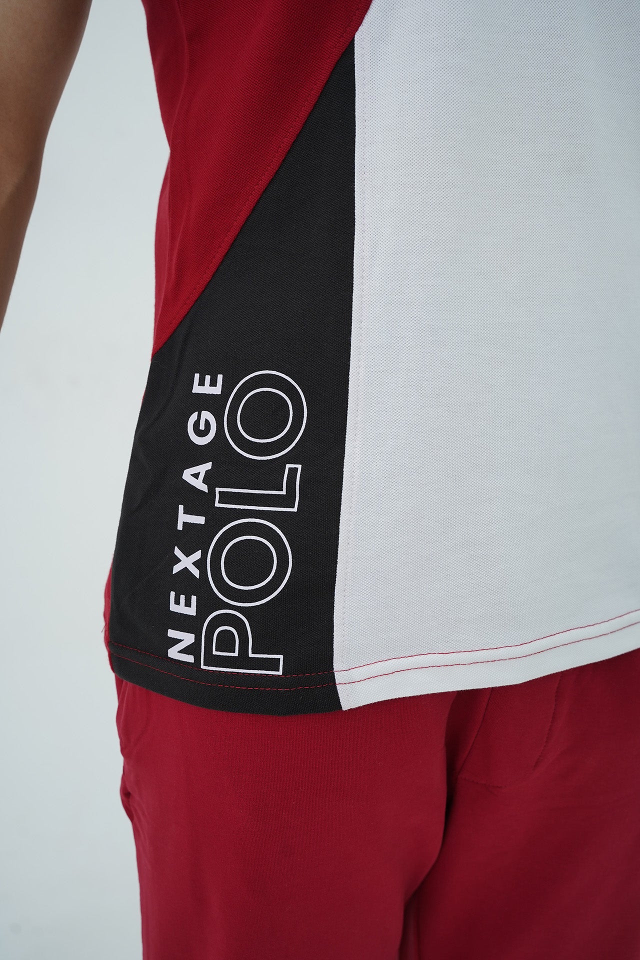 Nextage Printed Polo Maroon White Tracksuit
