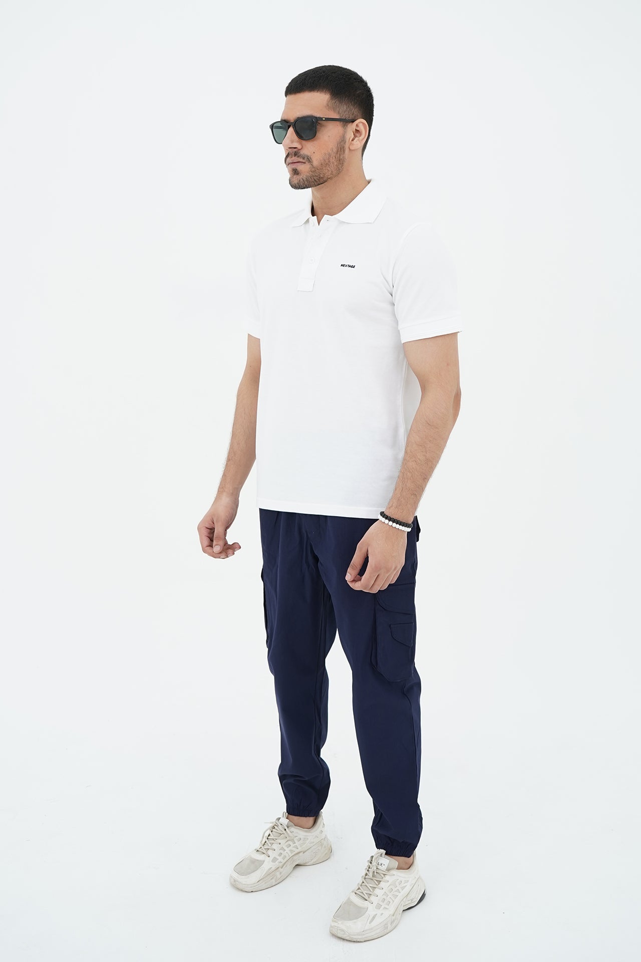 White Polo Navy Cargo Multi Pocket Tracksuit