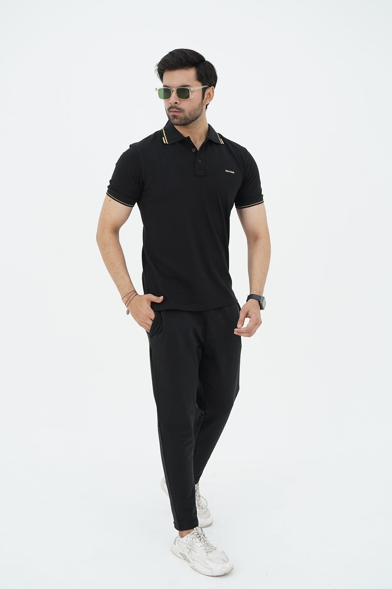 Black Golden Embroidered Tracksuit