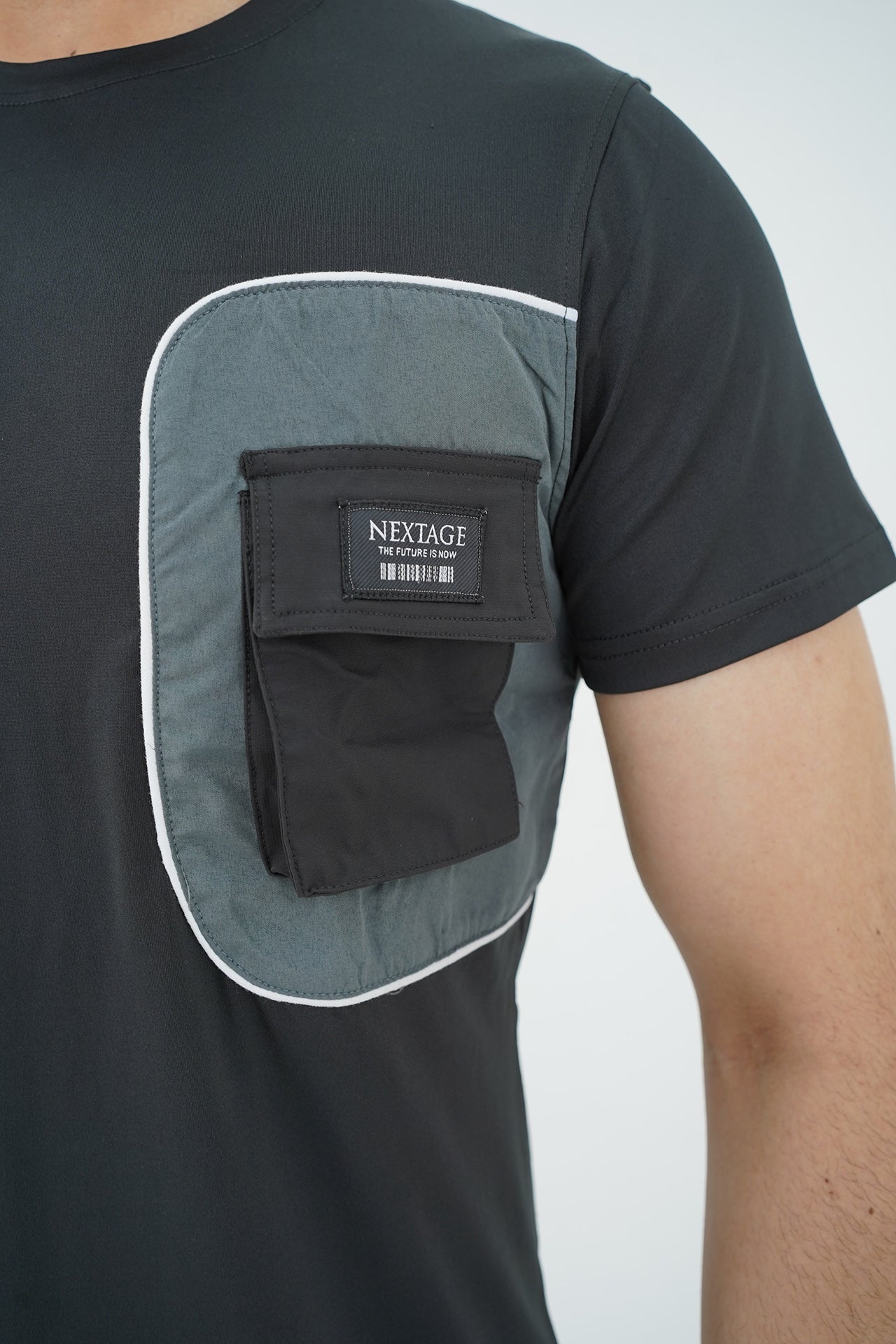 Black Spandex Dri Fit Grey panel Cargo Tracksuit