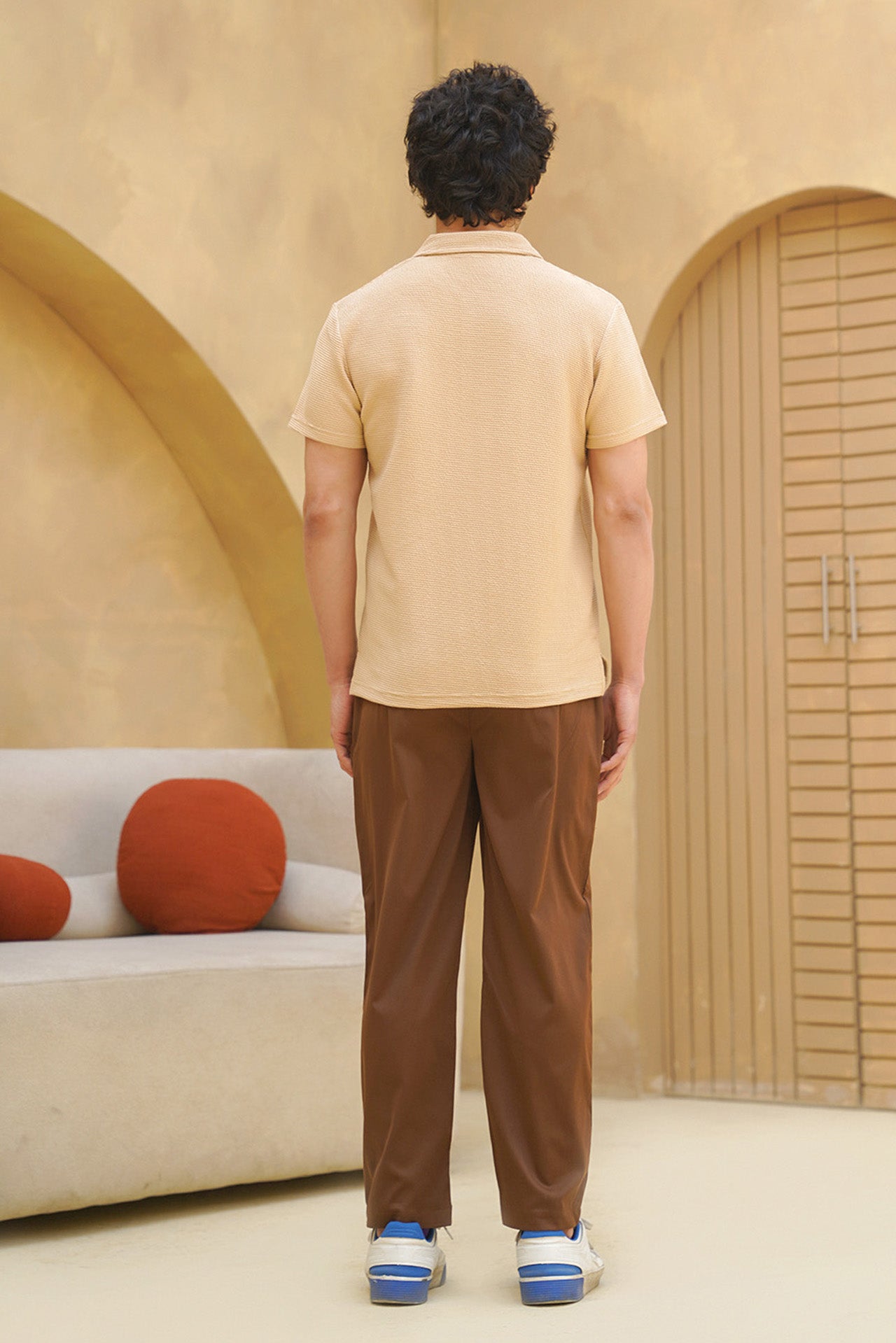 Nextage Sand Textured Polo Mocha Trouser Tracksuit