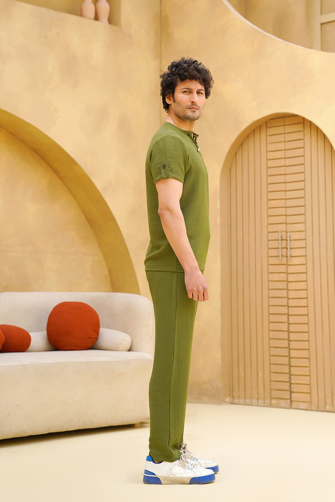 Nextage Olive Safari Neck Co-Ord Set