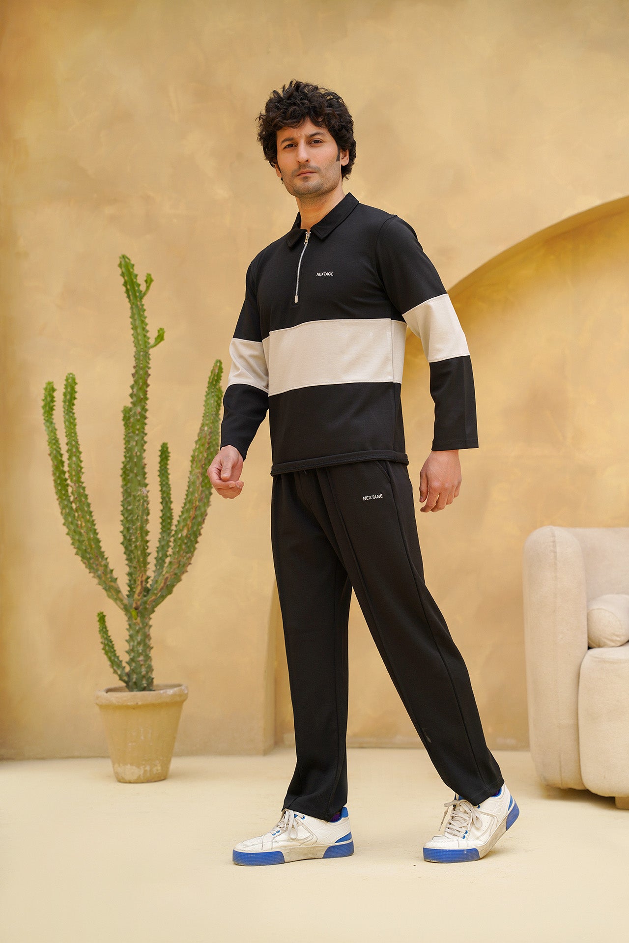 Nextage Sand Stripe Half Zip Tracksuit
