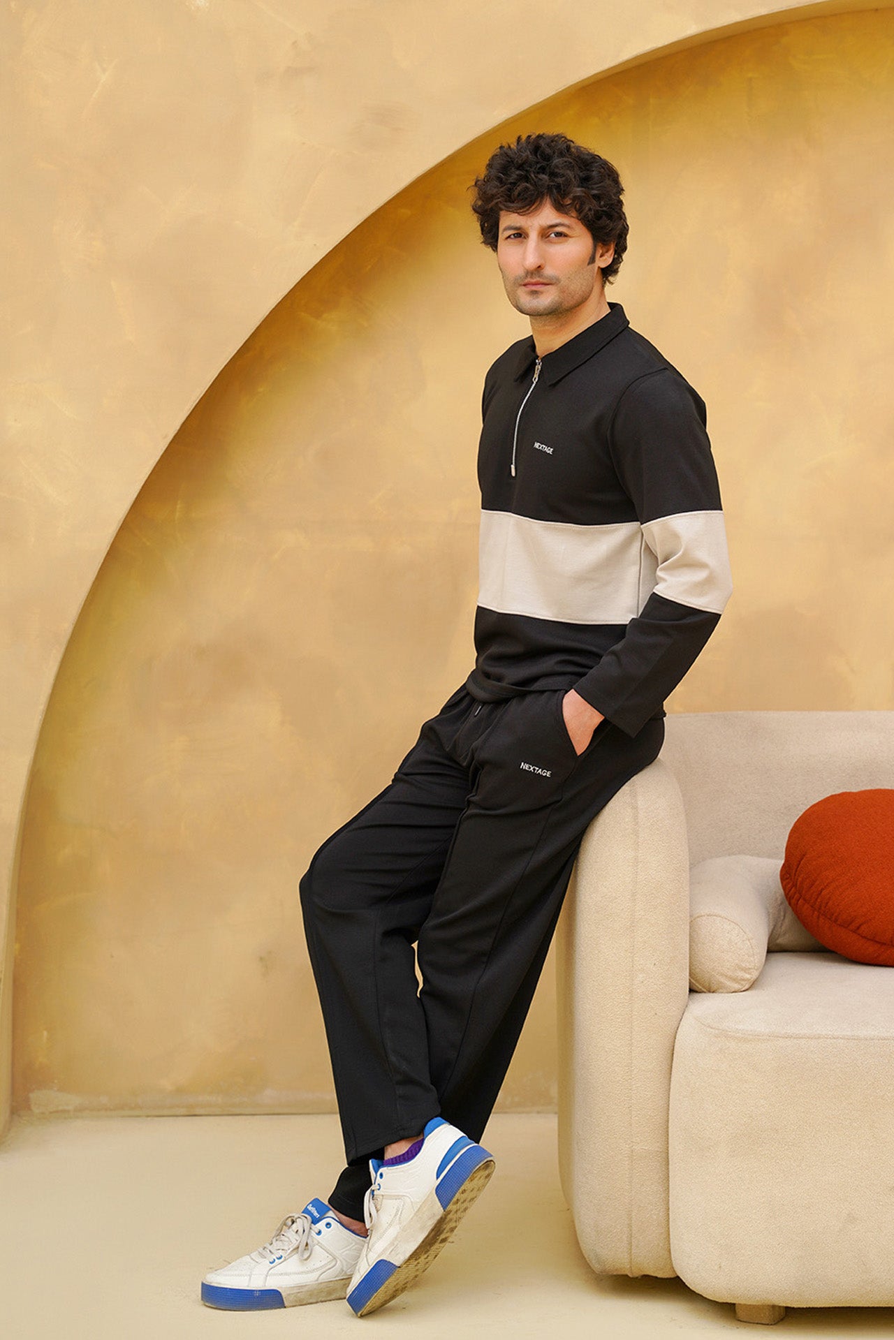 Nextage Sand Stripe Half Zip Tracksuit