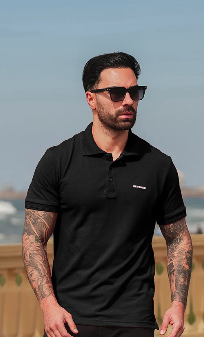 Nextage Black Polo Essentials Shirt