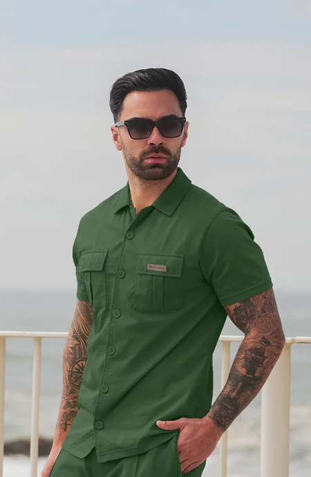 Nextage Front Pocket Detail Rifle Green Shirt