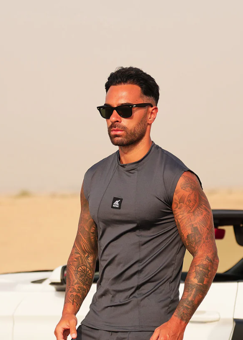 Nextage Charcoal Grey Sleeveless Shirt