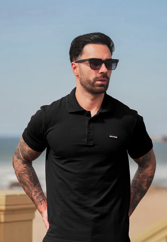 Nextage Black Polo Essentials Shirt
