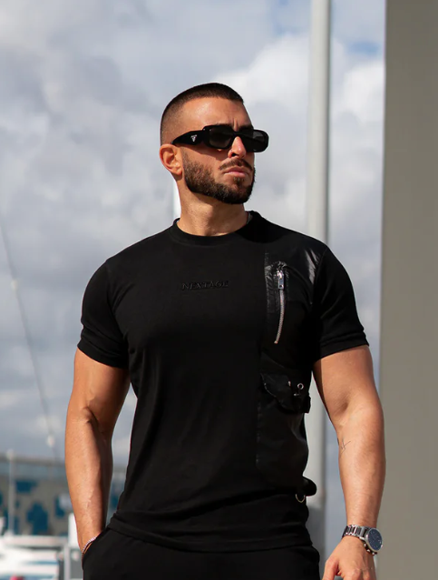 Nextage Black Tonal Embroidered shirt