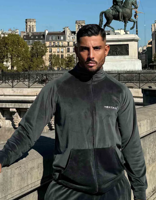 Nextage Corduroy Dark Grey Embroidered Shirt