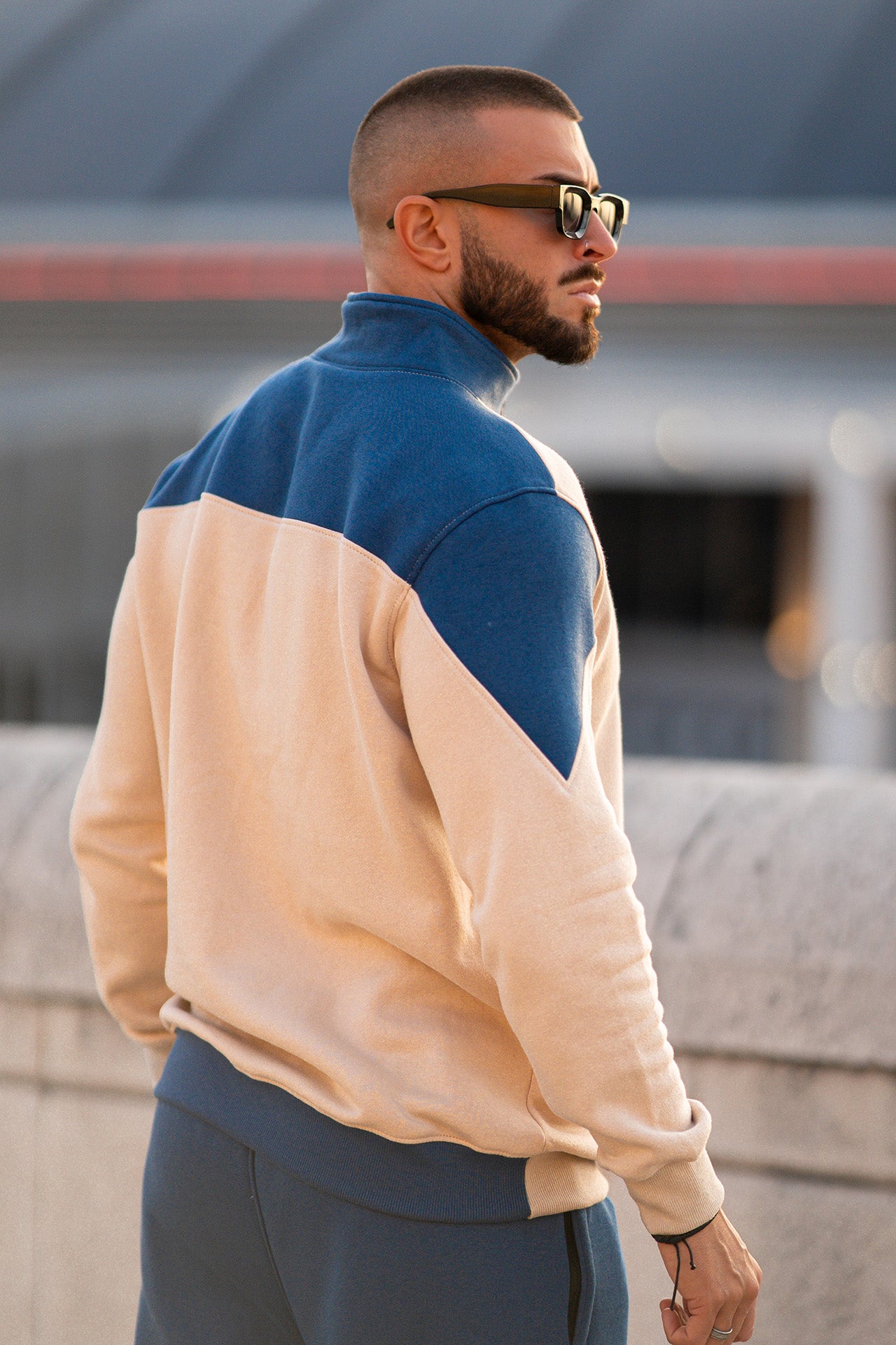 Nextage Oatmeal Quarter Zip Cotton Fleece Tracksuit