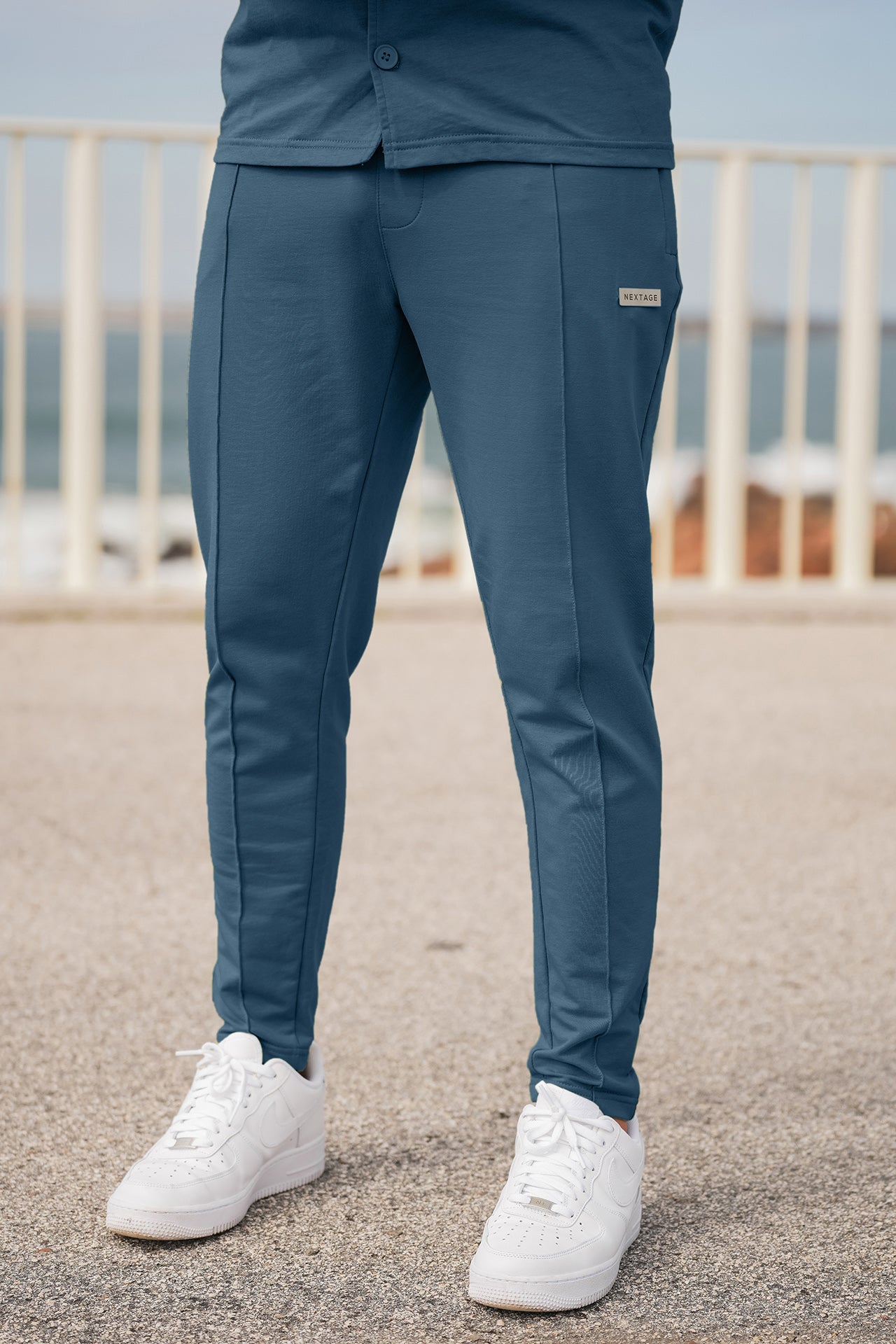 Smoke Grey Front Pintuck Trouser
