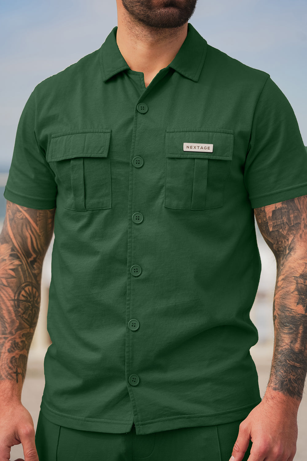Nextage Front Pocket Detail Rifle Green Shirt
