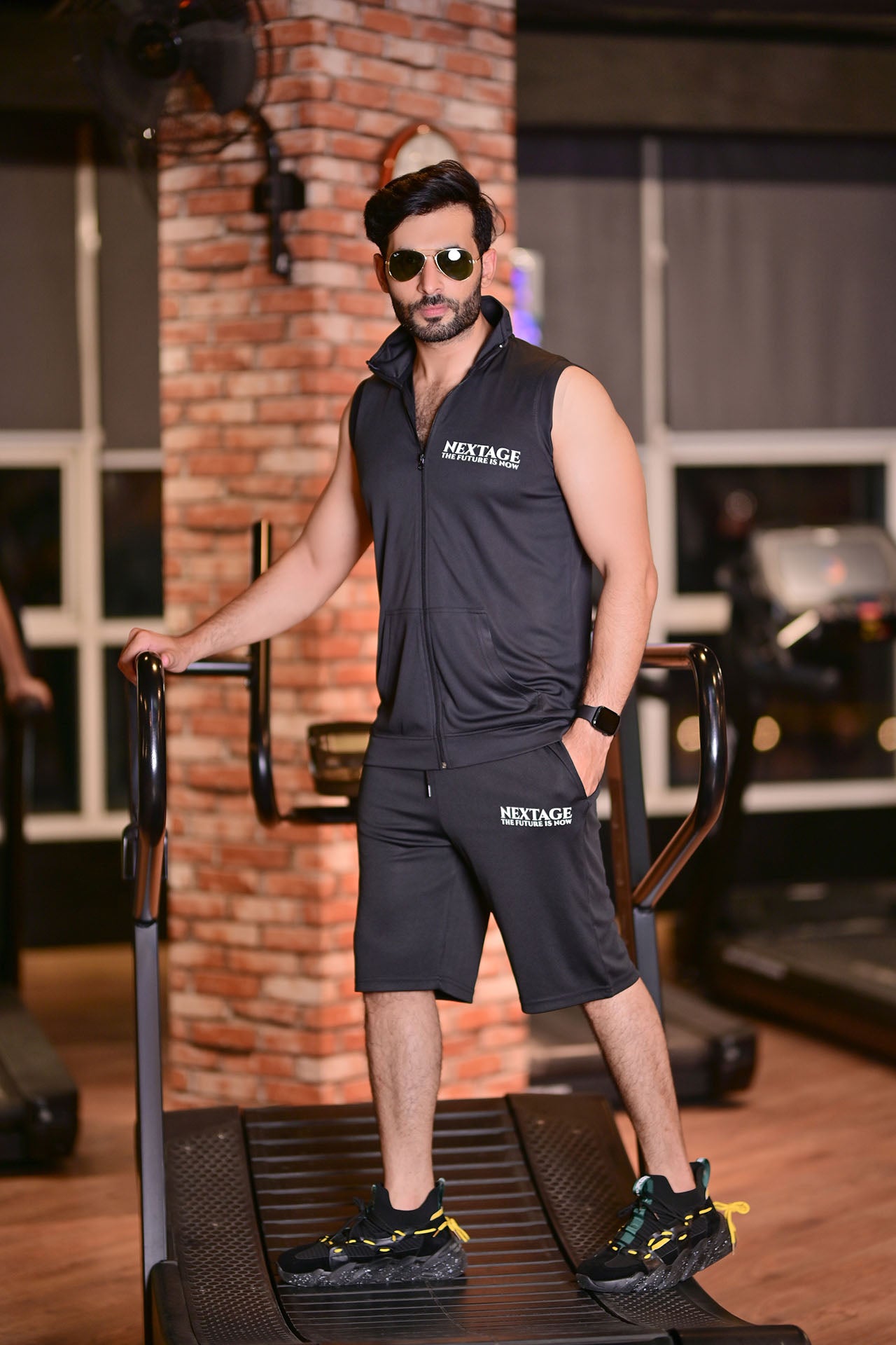 nextage slogan dri fit short set for men, Gym shorts set,