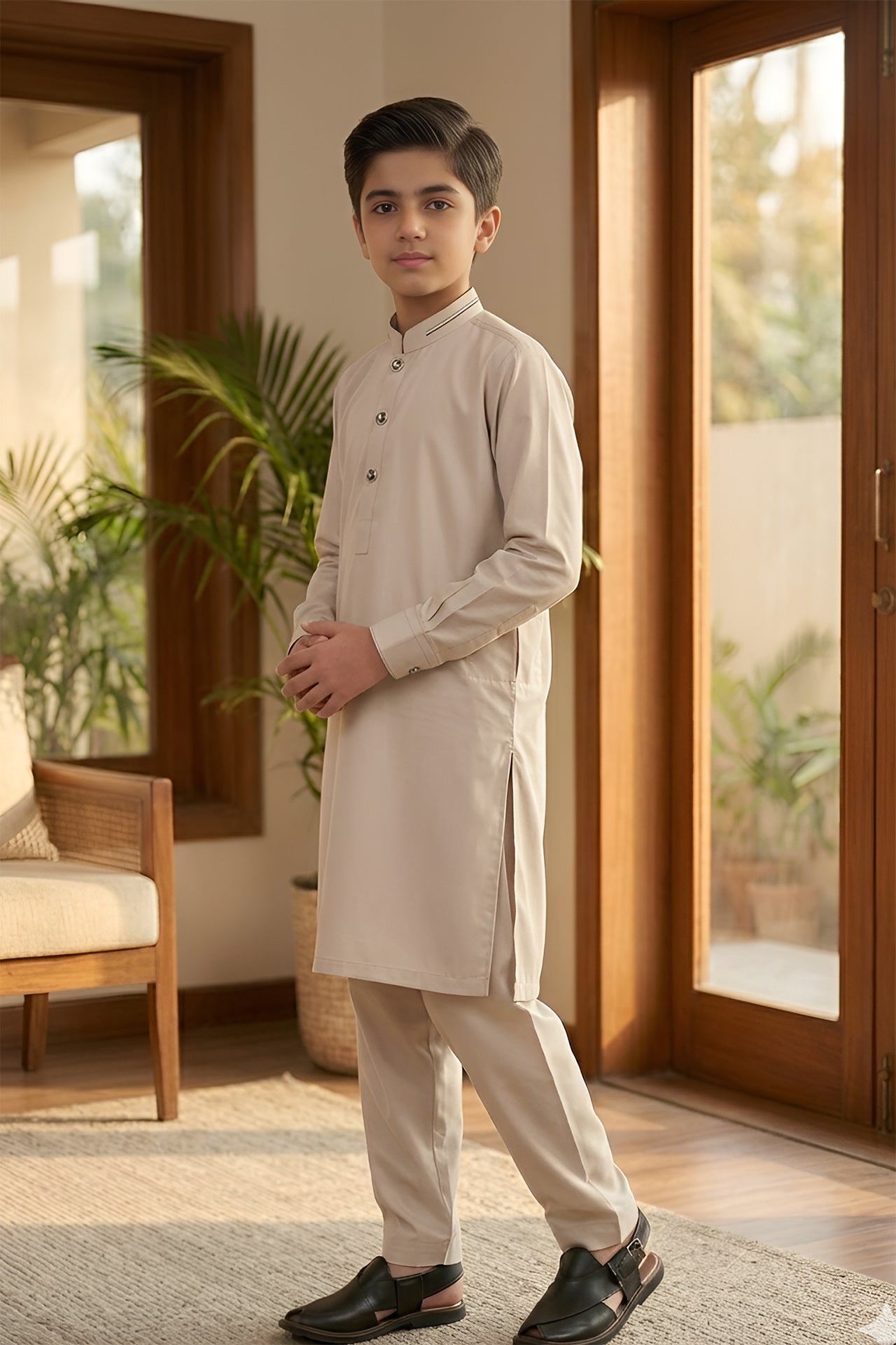 classic beige shalwar kameez kids