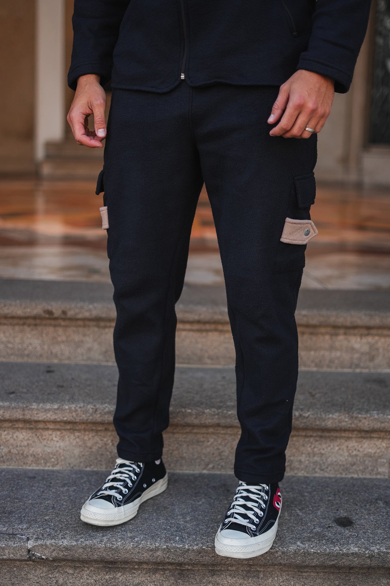 Black Cargo Trousers for men's,
