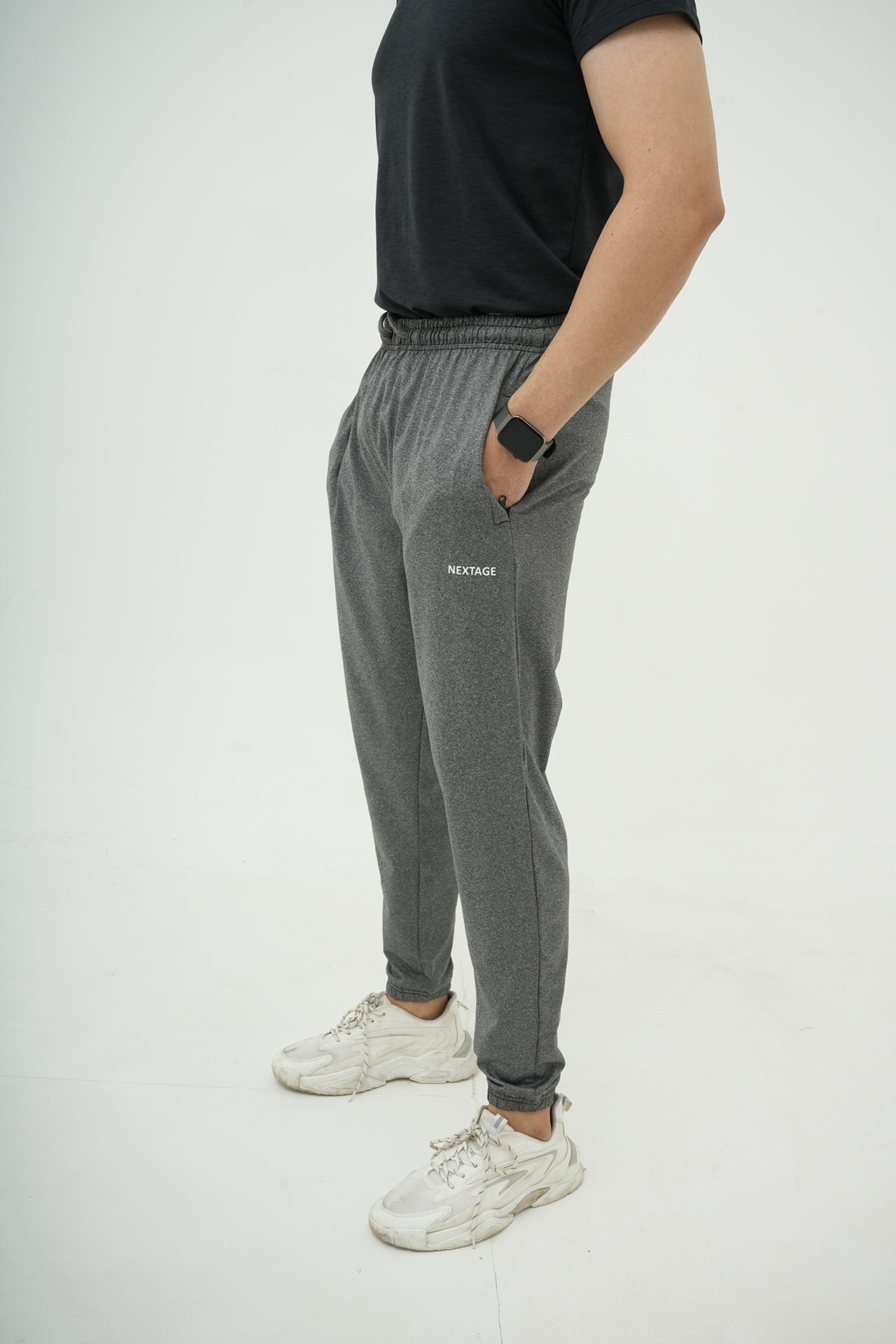 Grey Contrast Premium Stretched Melange Tracksuit