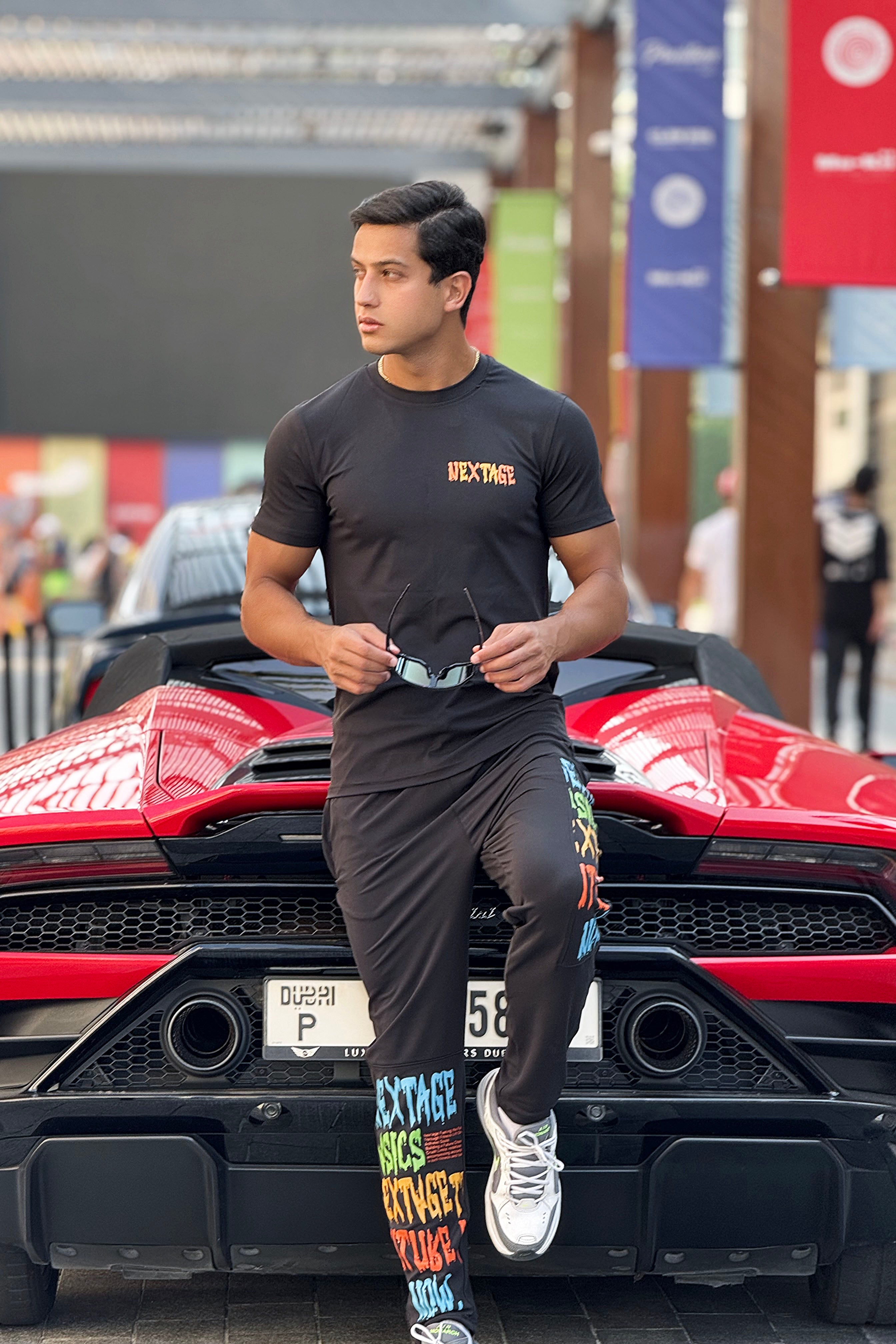 Nextage black graphics dri cool sports tracksuit, Men Activewear,