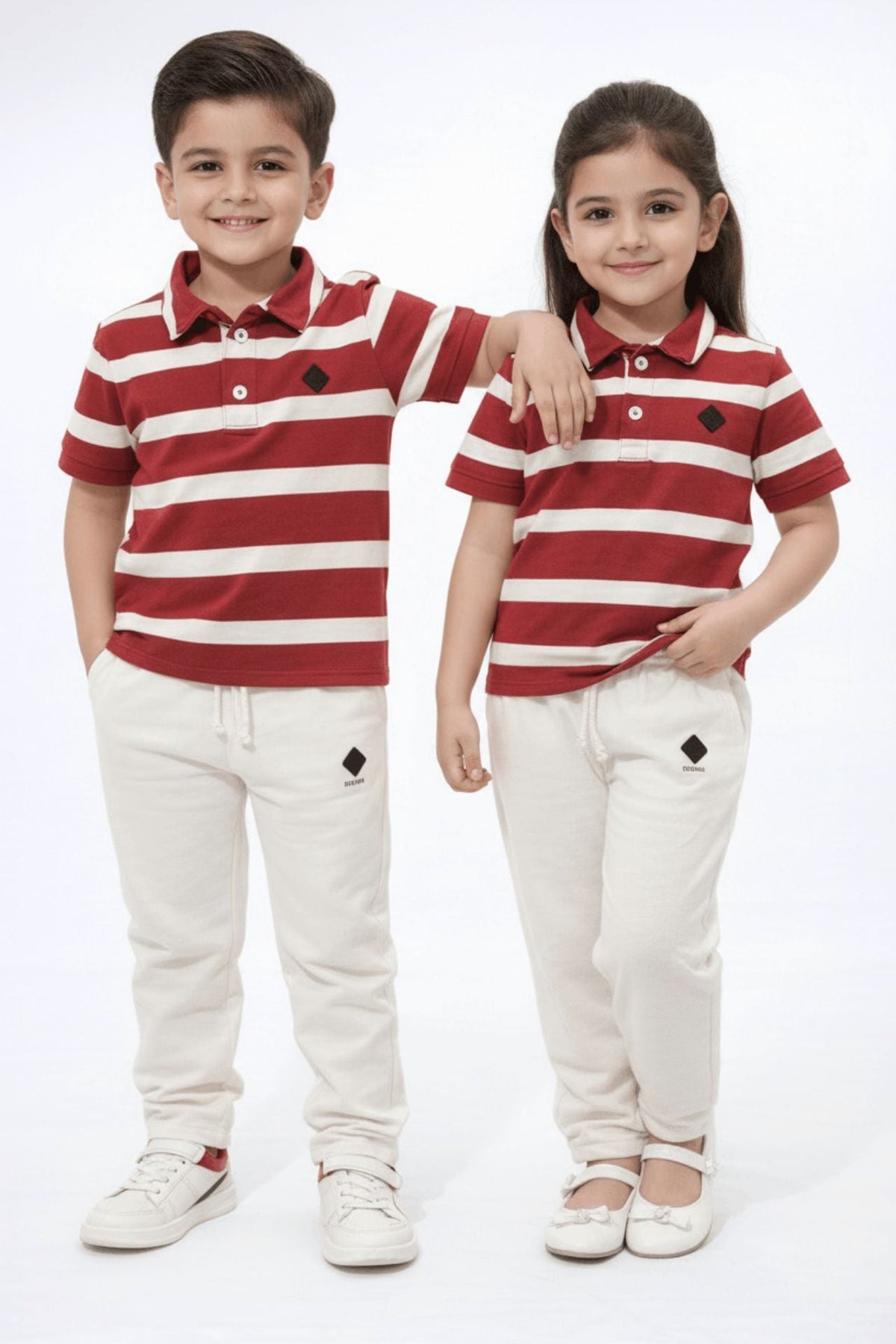 kids striped outfit side view, nextage polo co ord kids
