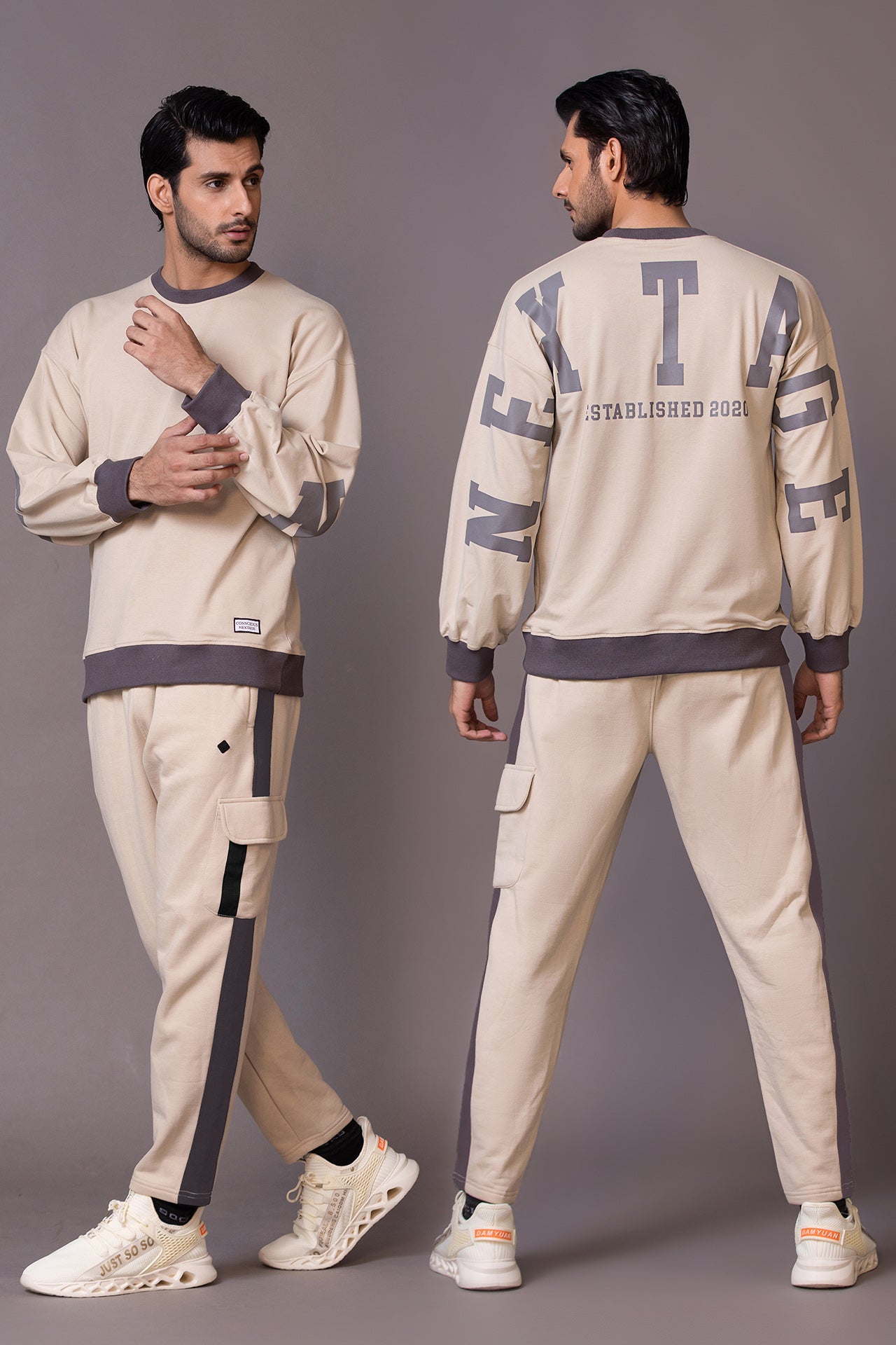Nextage Back Print Sand Oversized Tracksuit