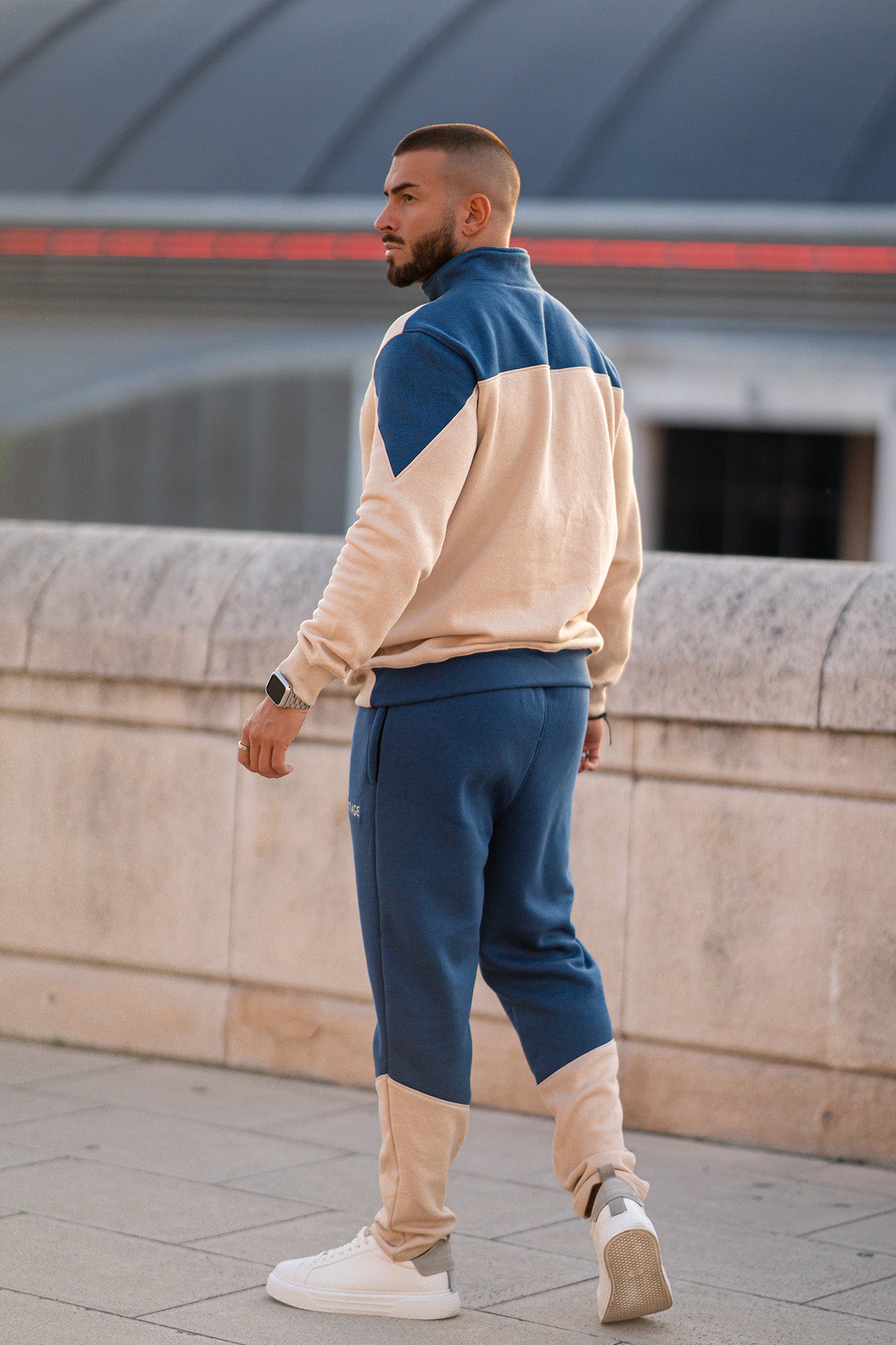 Nextage Oatmeal Quarter Zip Cotton Fleece Tracksuit