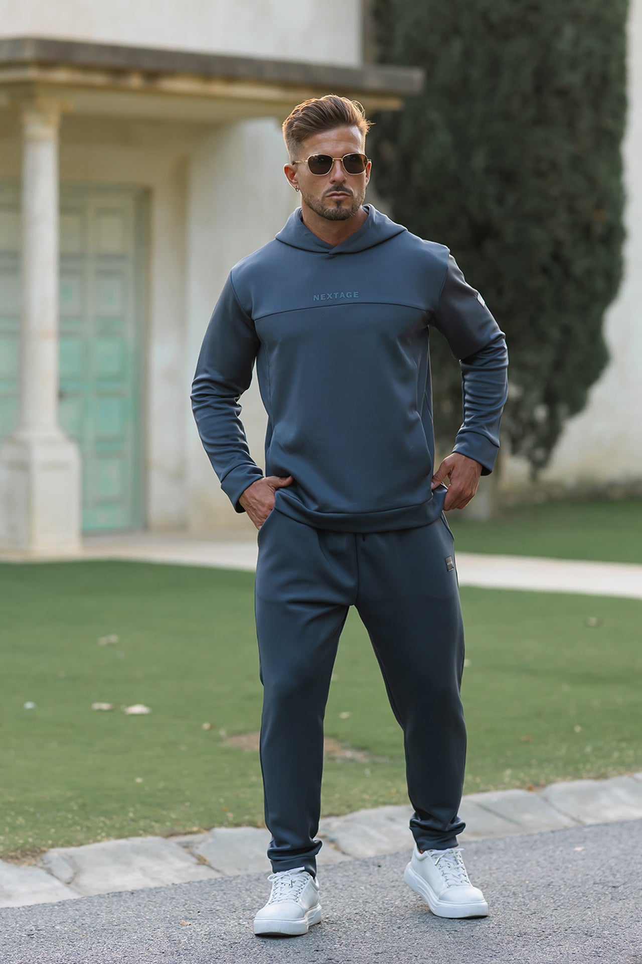 Nextage Steel Grey Premium Scuba Hoodie Tracksuit