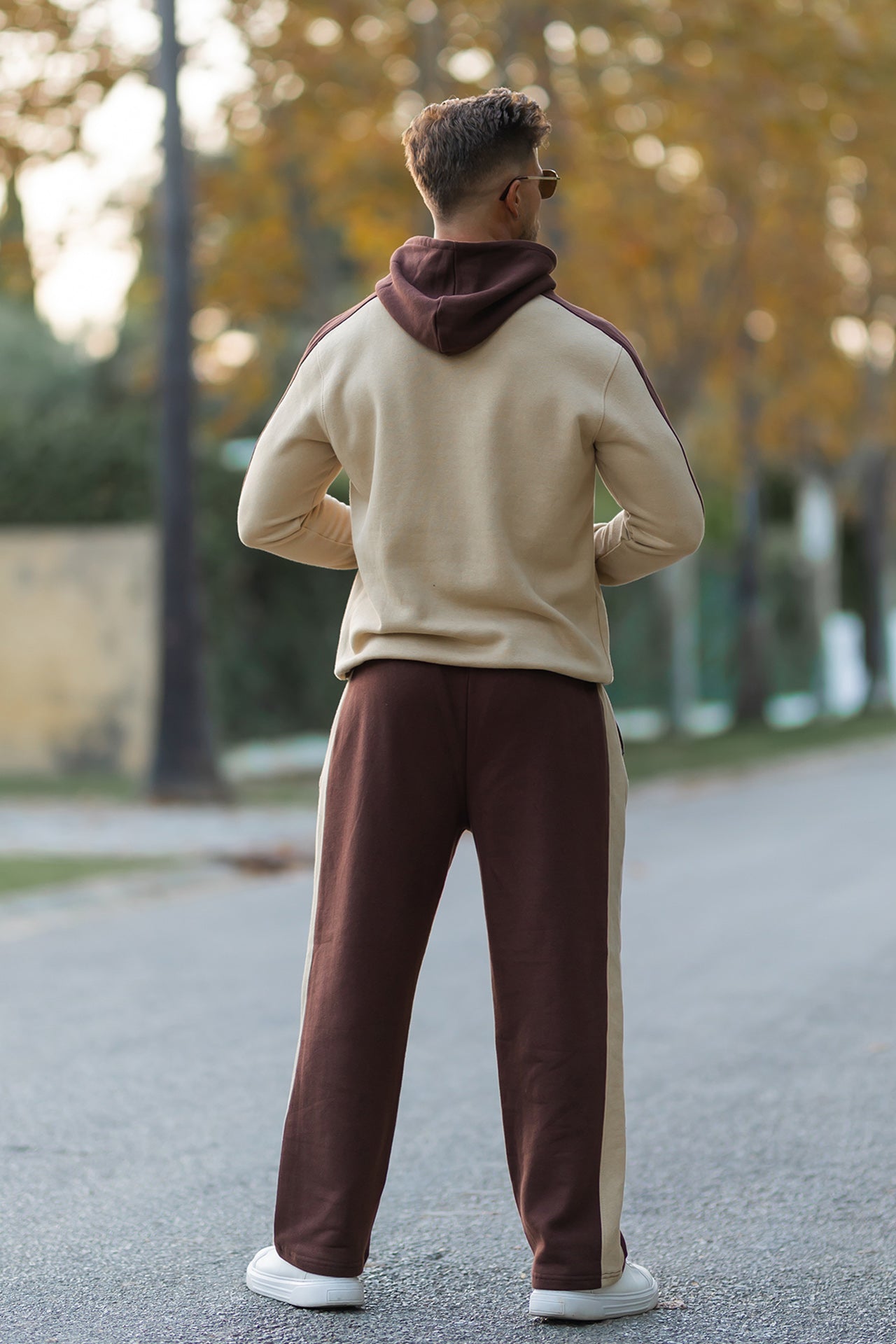 Nextage Beige Brown Cotton Fleece Tracksuit