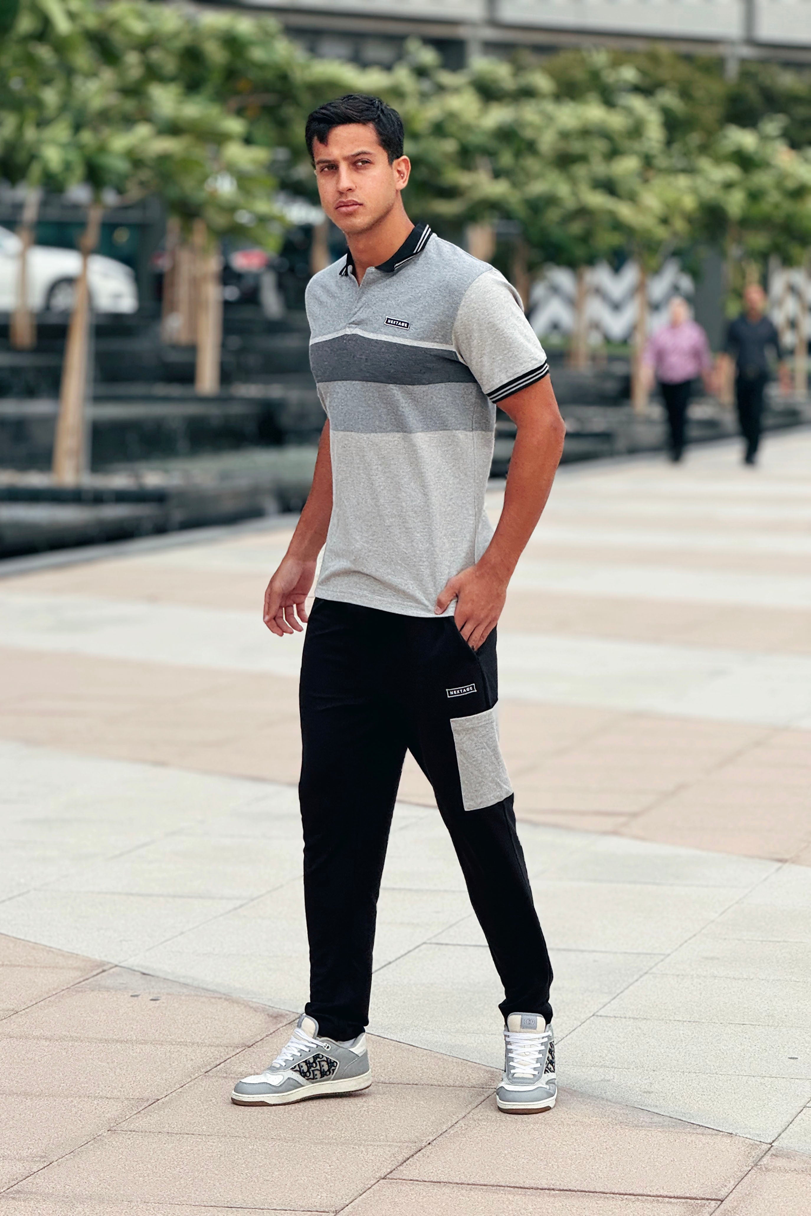 NEXTAGE GREY PANEL POLO TRACKSUIT