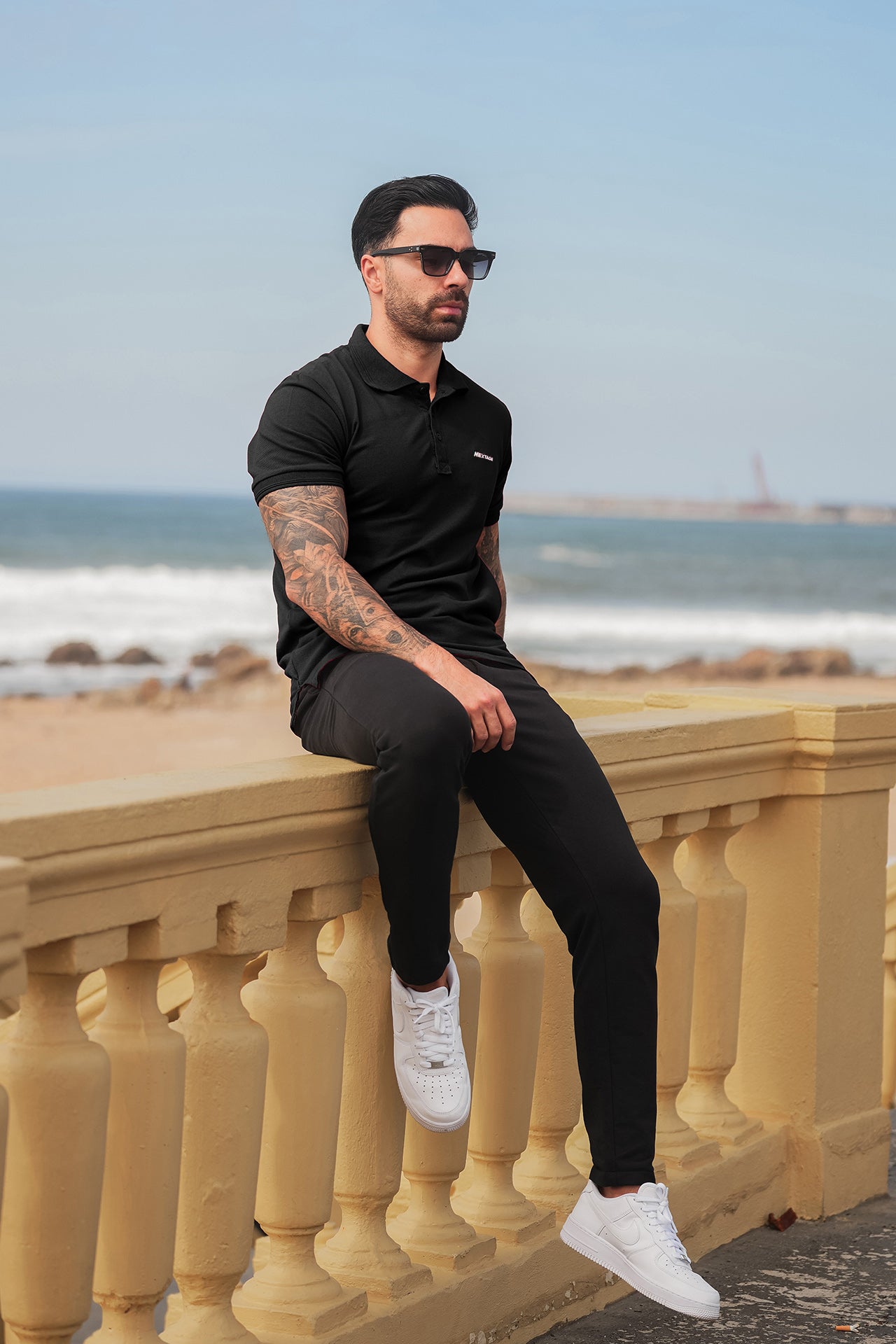 Nextage Black Polo Essentials Tracksuit