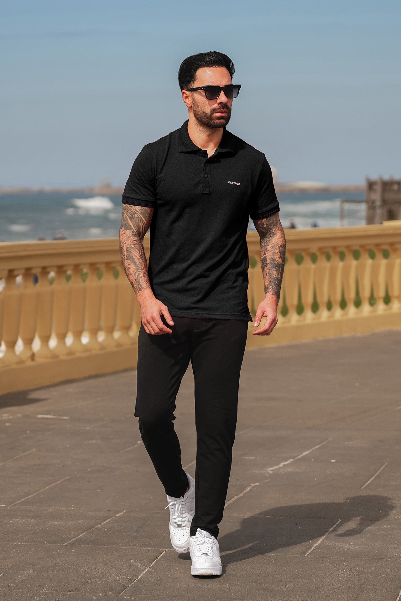 Nextage Black Polo Essentials Tracksuit