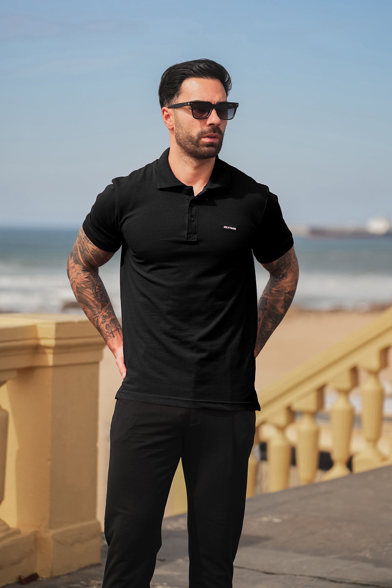 Nextage Black Polo Essentials Tracksuit