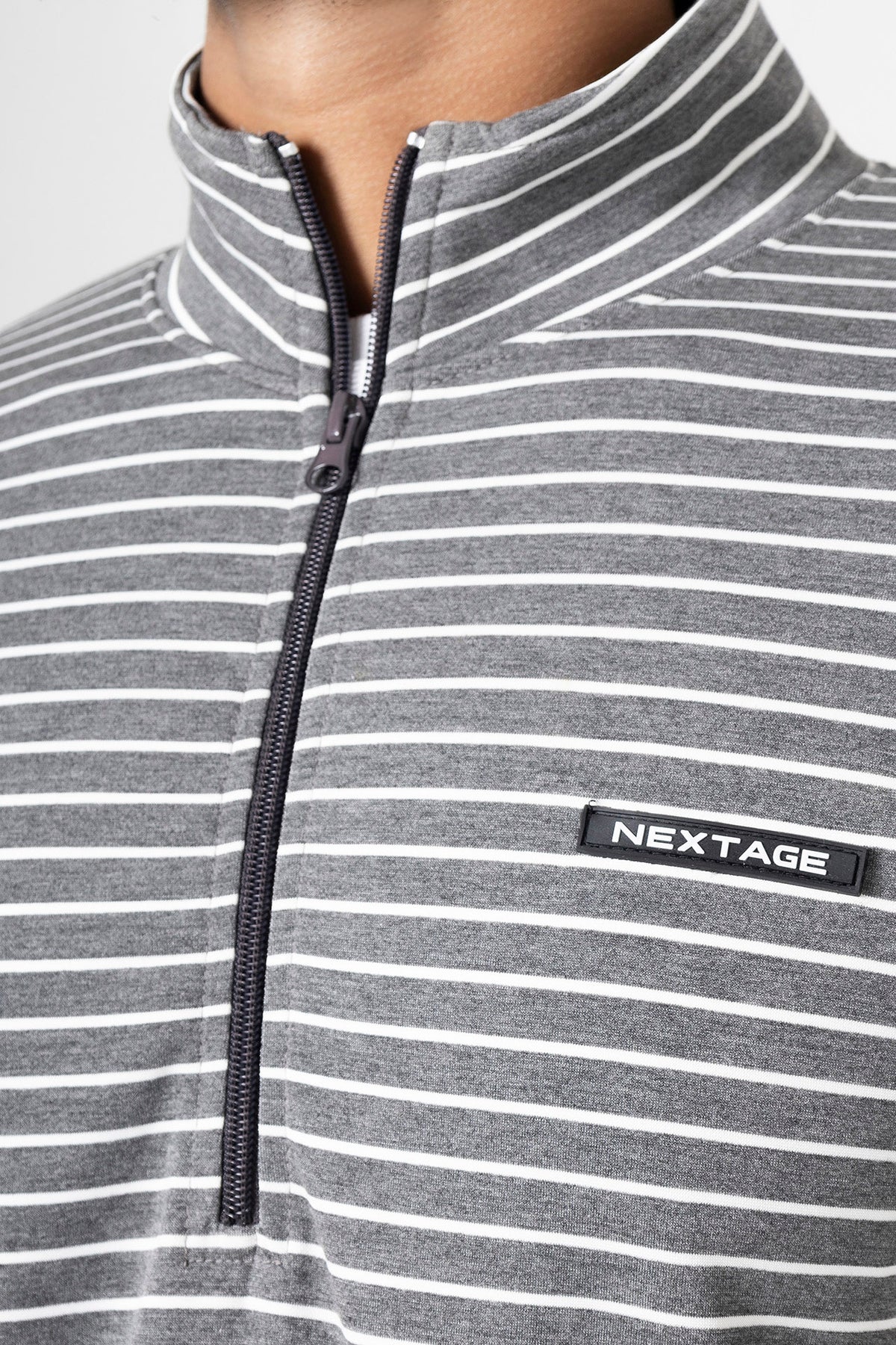 Nextage Black Striped Scuba Sweatshirt