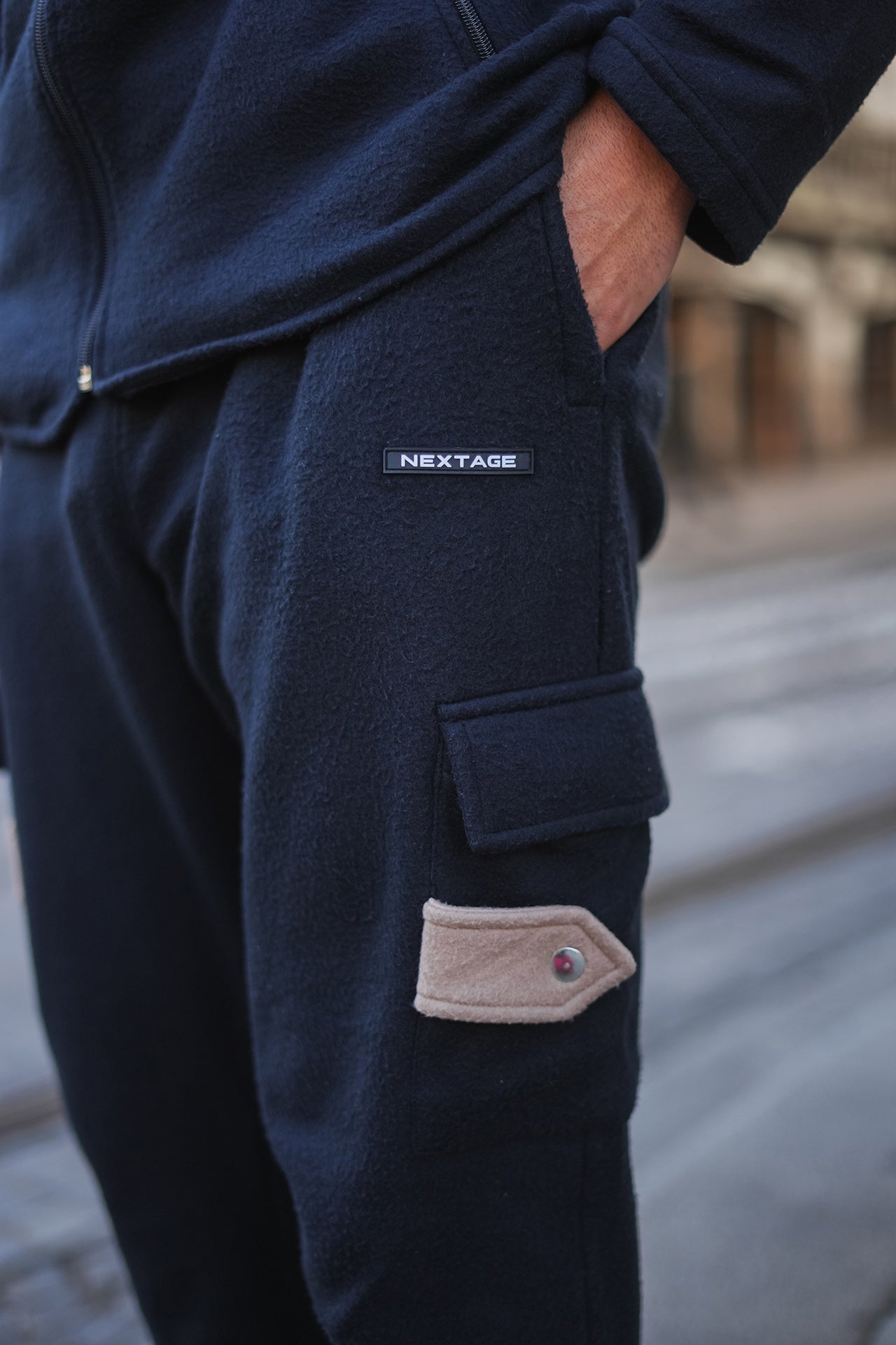 Black Winter fleece trouser for men,