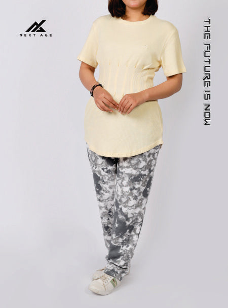 Waffle Cream Seam Detail Long Shirt