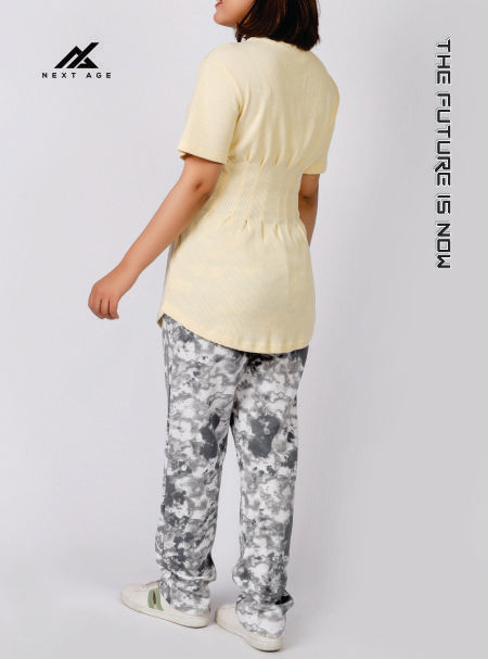 Waffle Cream Seam Detail Long Shirt
