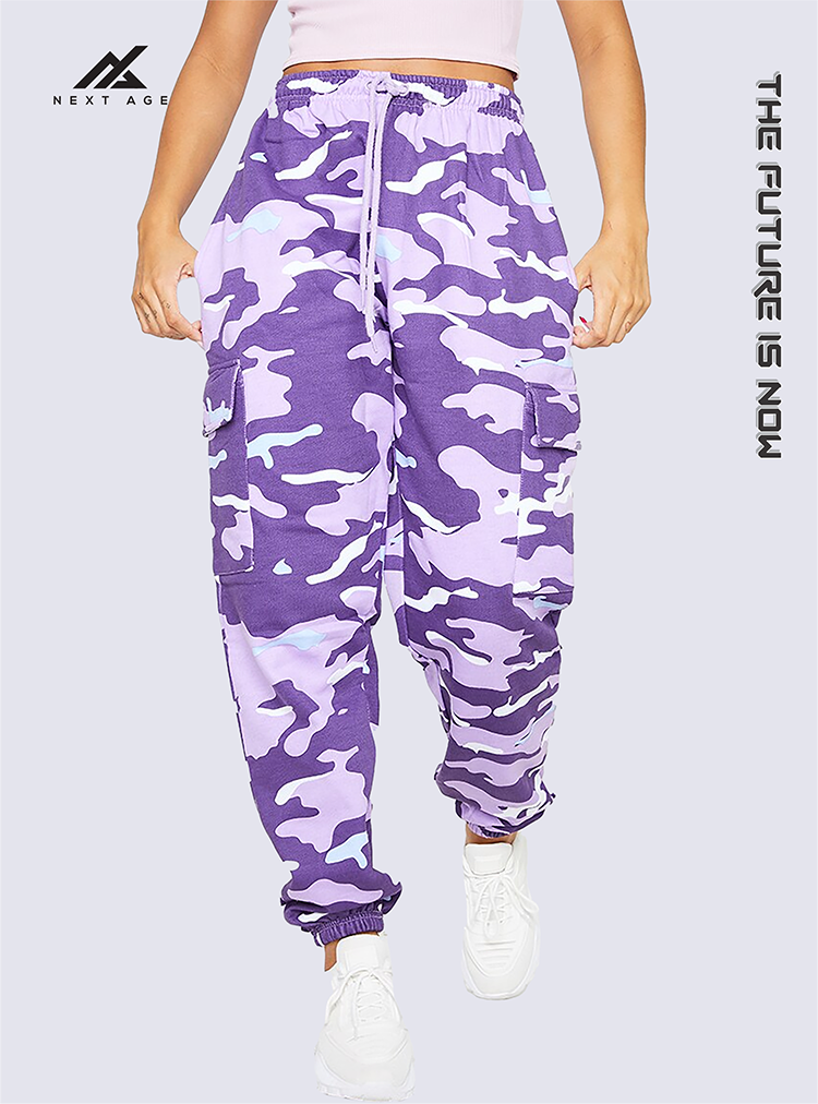 LILAC CAMO CASUAL JOGGERS, women casual joggers in pakistan, women casual trouser pants,