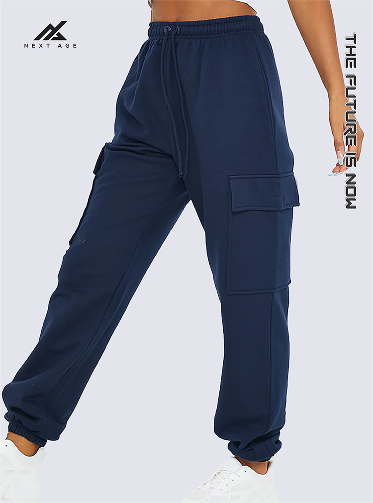 Navy blue cargo joggers womens discount