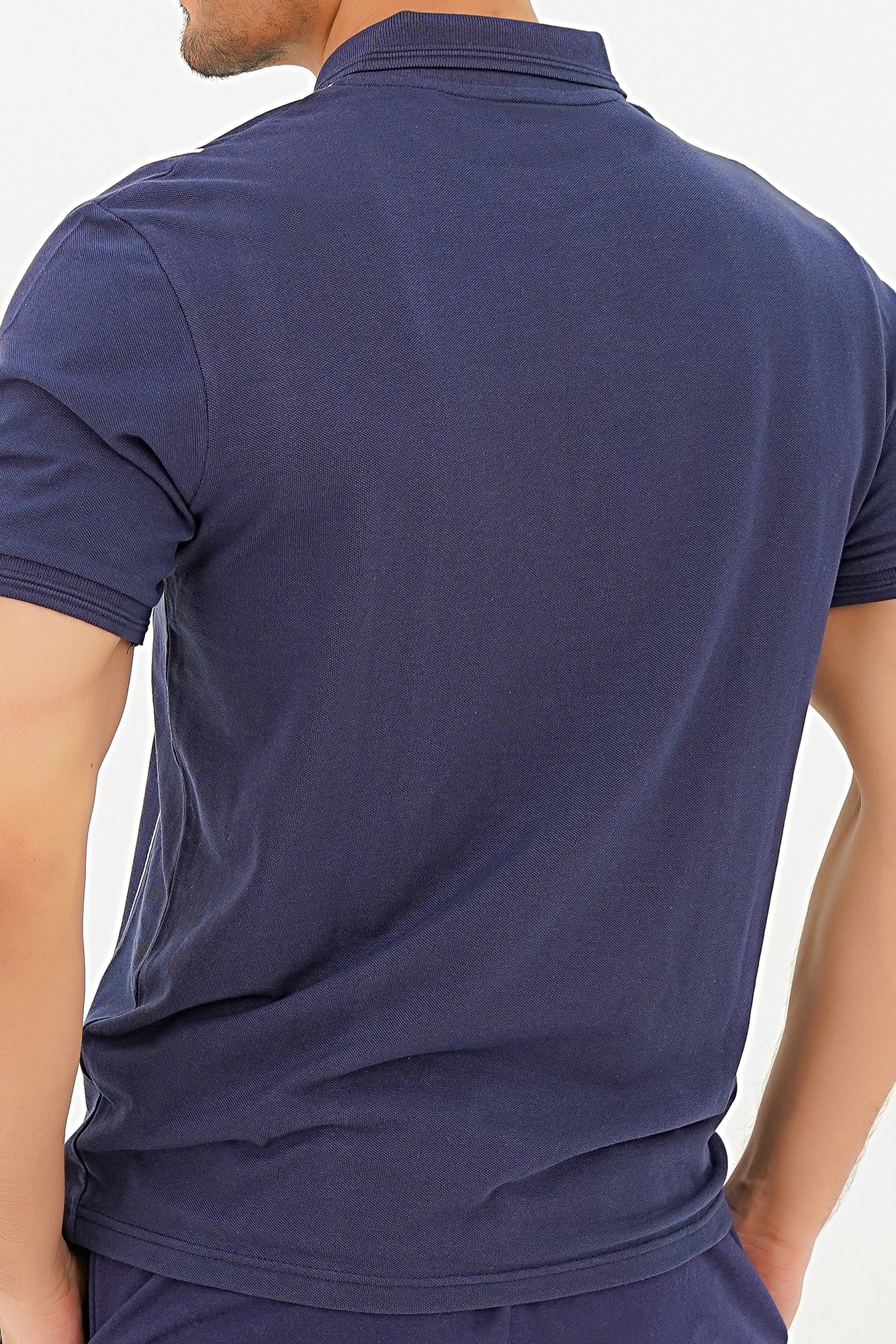 Navy Blue Piping Stripe Short Set