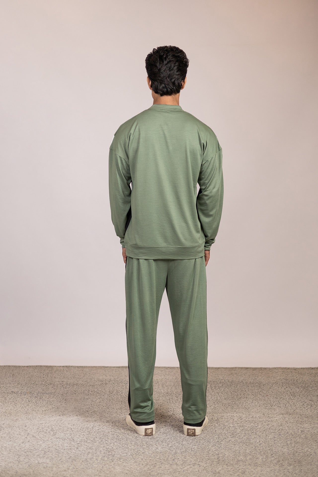 Men’s Oversized Sage Green Color Block Tracksuit