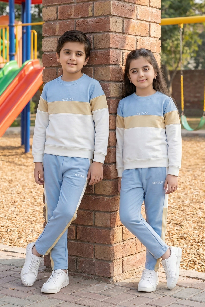 Nextage Kids Sky Blue Panel Detail Tracksuit