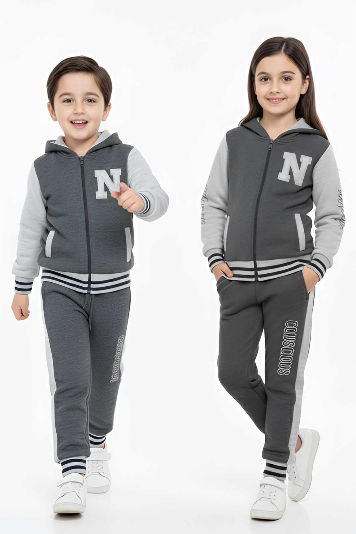 Nextage Kids Charcoal Varsity Tracksuit Image 3