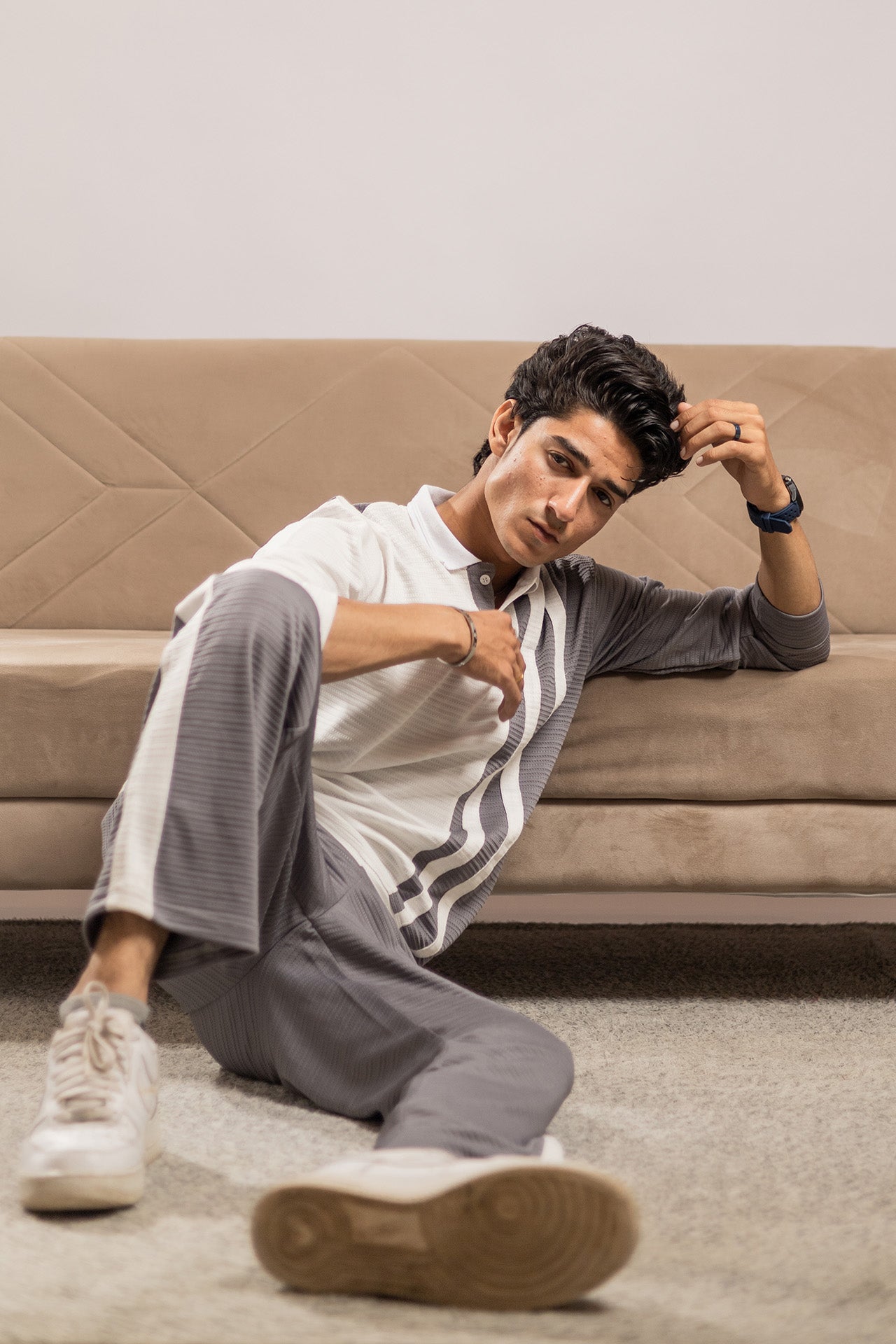 Nextage Grey & White Knit Co-Ord Set