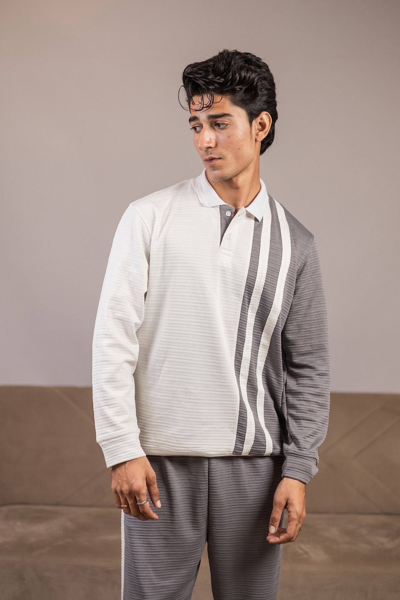 Nextage Grey & White Knit Co-Ord Set