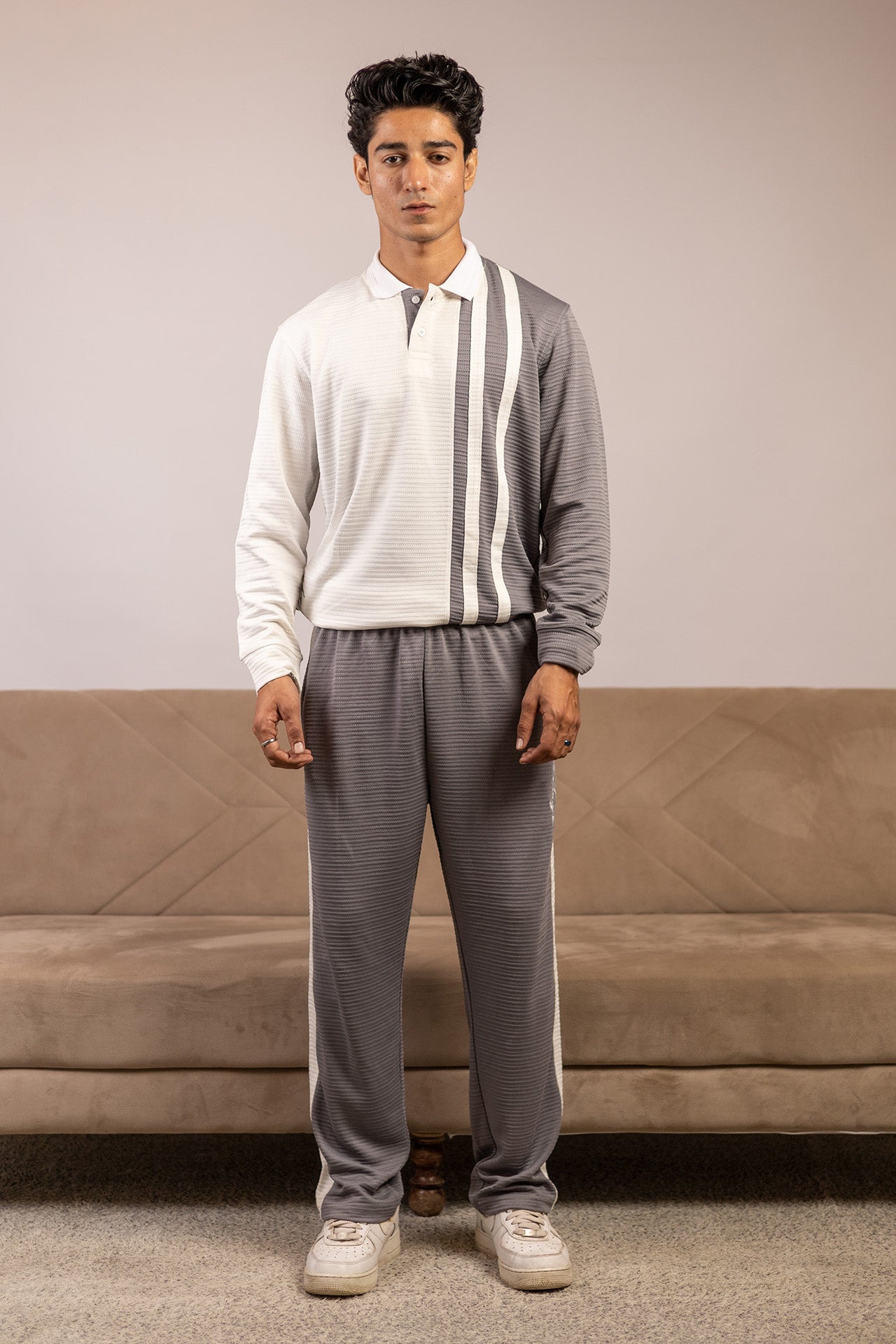 Nextage Grey & White Knit Co-Ord Set