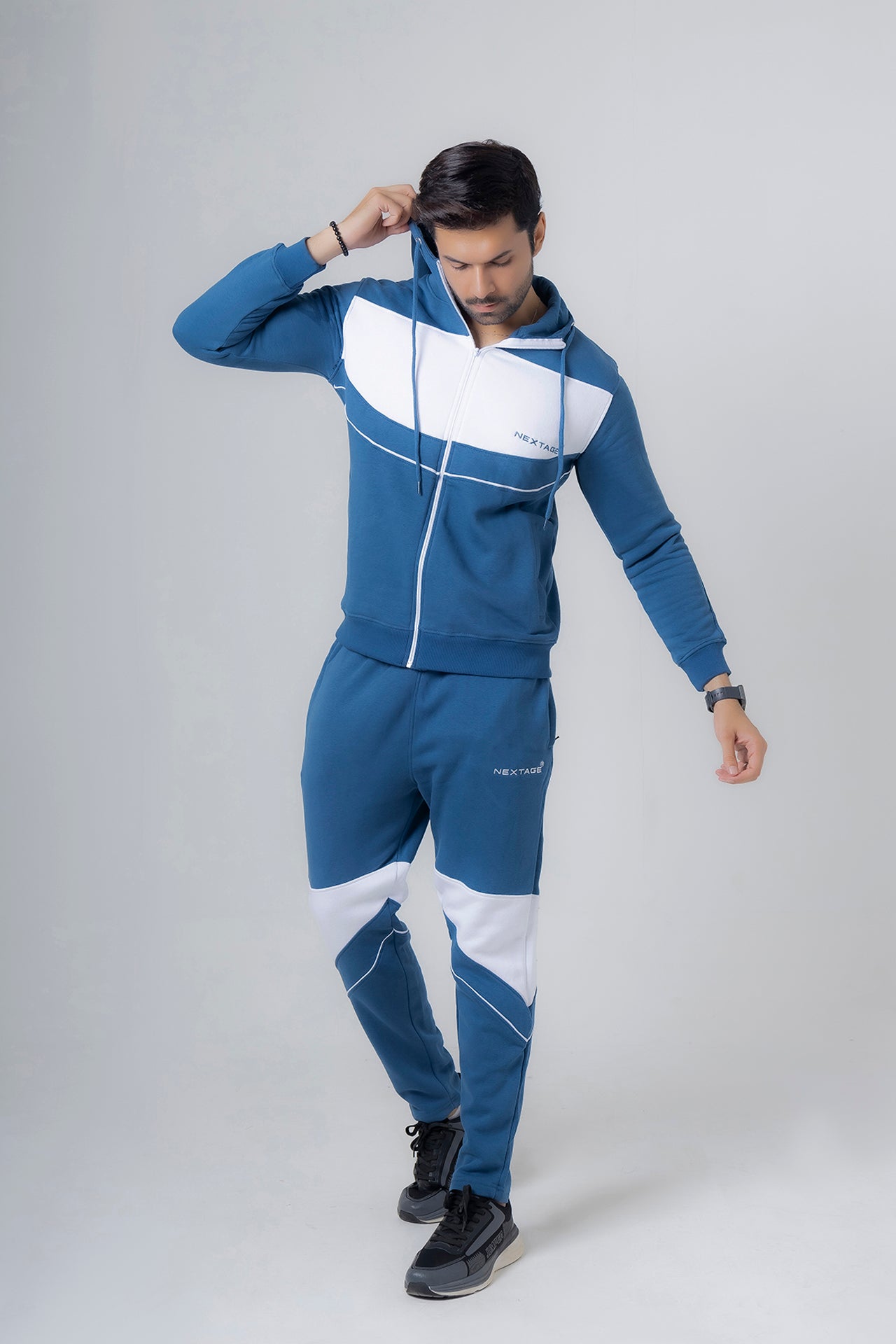 Nextage Blue Piping Detail Hooded Fleece Tracksuit