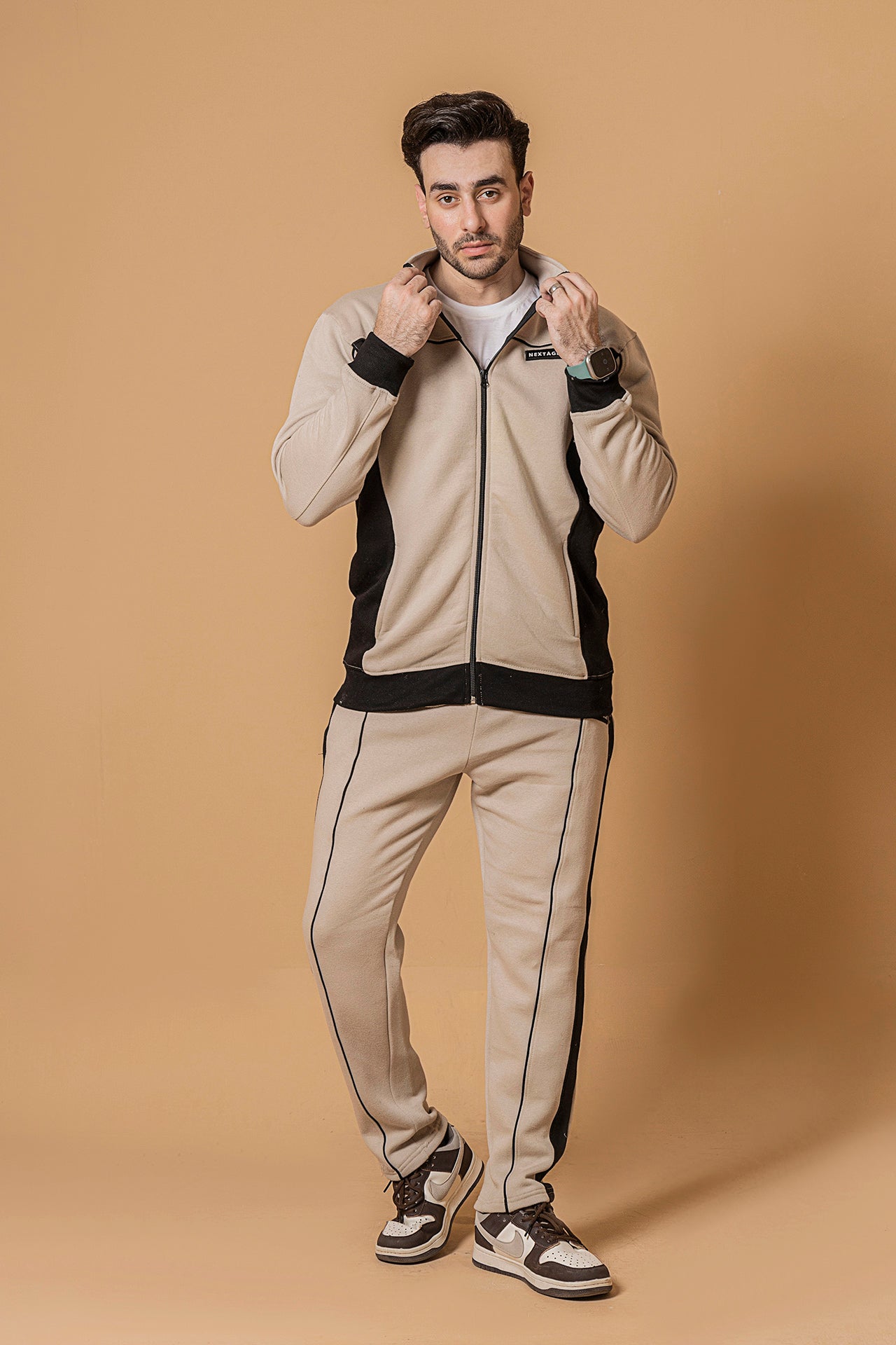 Moss Grey Piping Detail Tracksuit